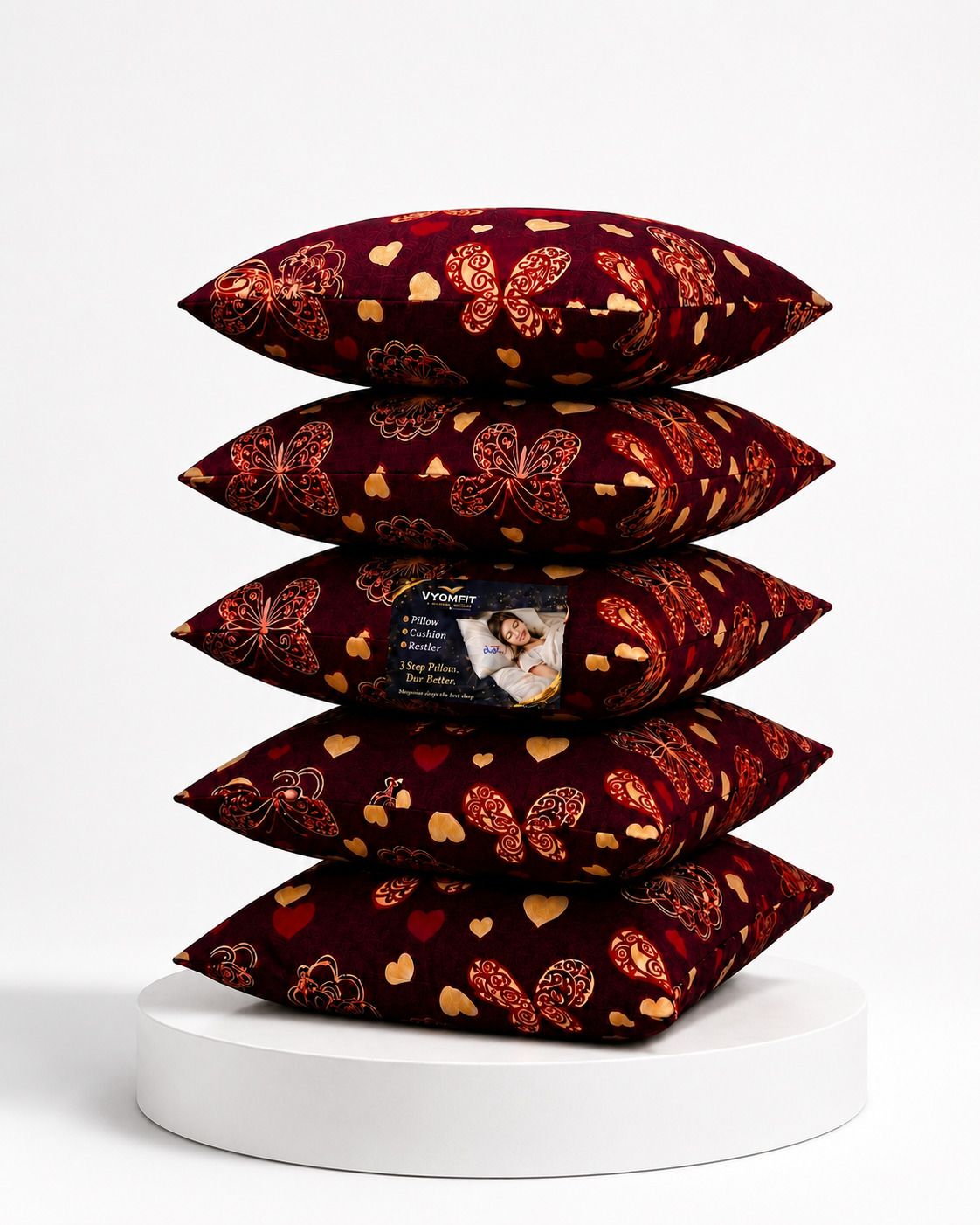 vyomfit Microfibre Cushion Pack of 5 Printed Premium Cushion Set | (16x16 inch)-picture-33