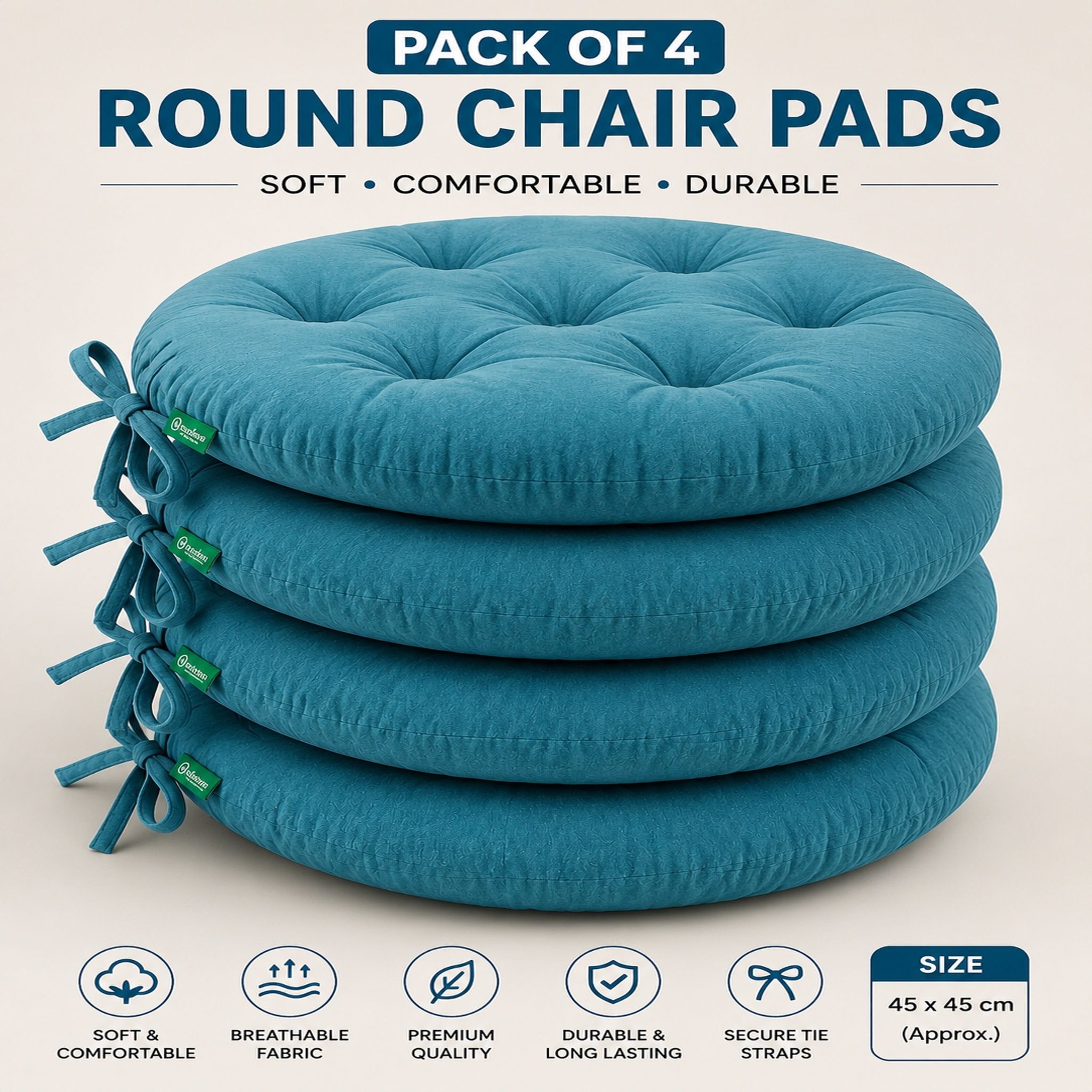 bhebha Microfibre Chair Pad Pack of 4 Solid-picture-42