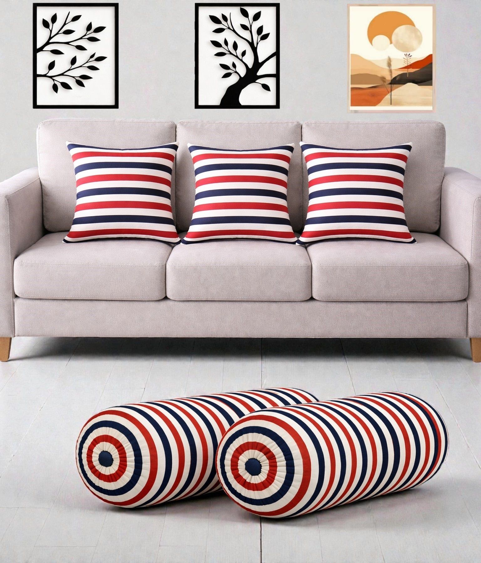 changers Microfibre Bolster Pack of 5 Geometric Combo Set Of 3 Cushion And 2 Bolster-picture-34