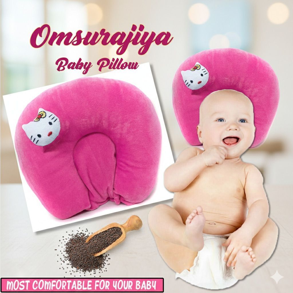 Microfibre, Mustard Seeds Baby Pillow Pack of 1 Animals SUPER SOFT MUSTURD SEED FILLING BABY HEAD SHAPER PILLOW-image-46