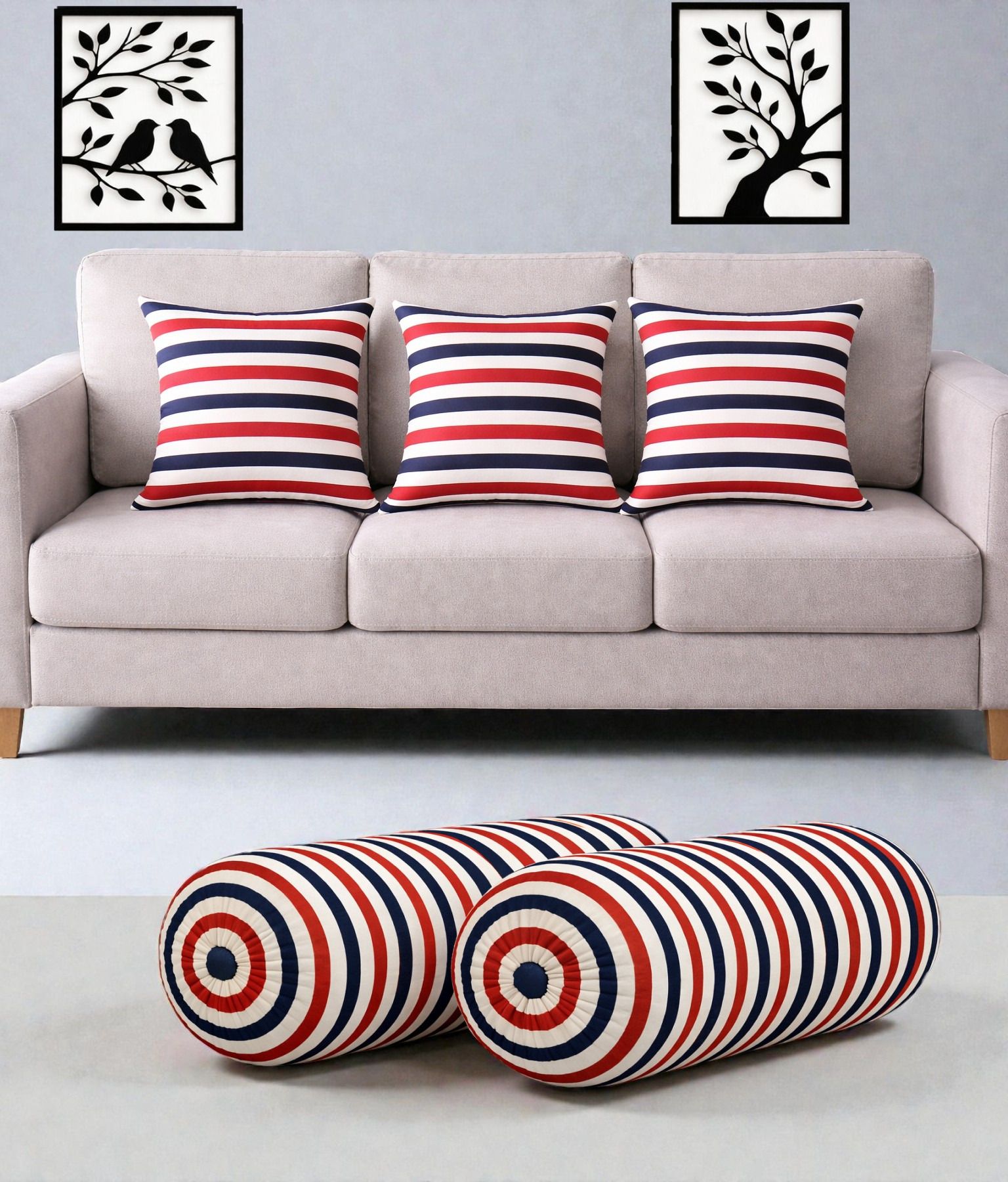 changers Microfibre Bolster Pack of 5 Geometric Combo Set Of 3 Cushion And 2 Bolster-picture-3