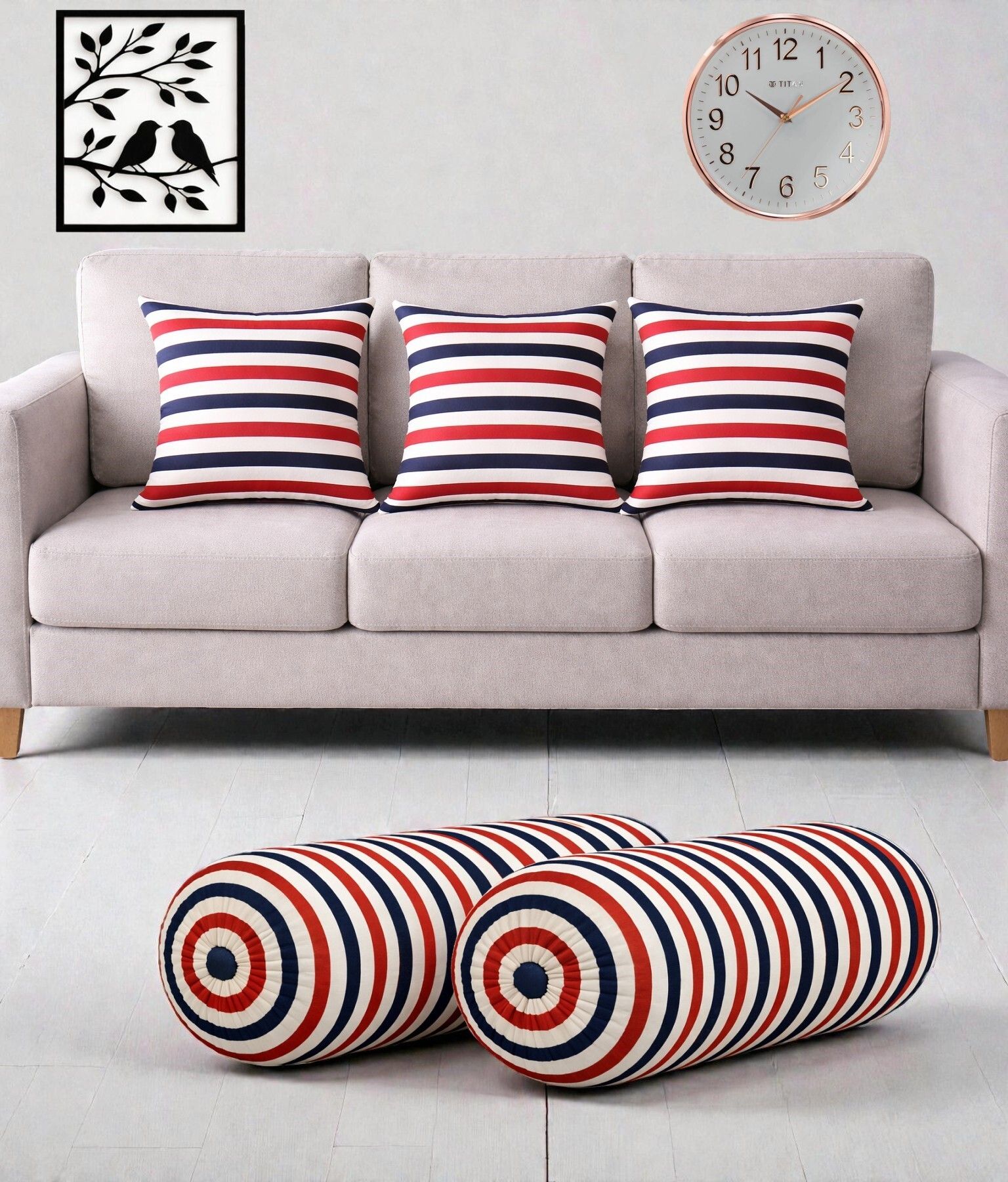 changers Microfibre Bolster Pack of 5 Geometric Combo Set Of 3 Cushion And 2 Bolster-picture-34