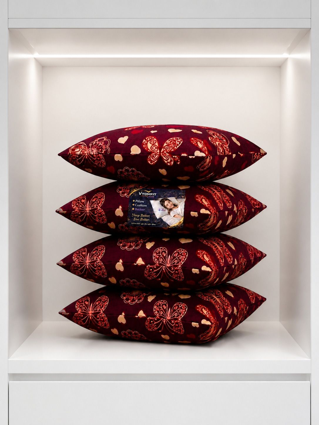 Microfibre Cushion Pack of 4 Printed Premium Cushion Set | (16x16 inch)-image-48