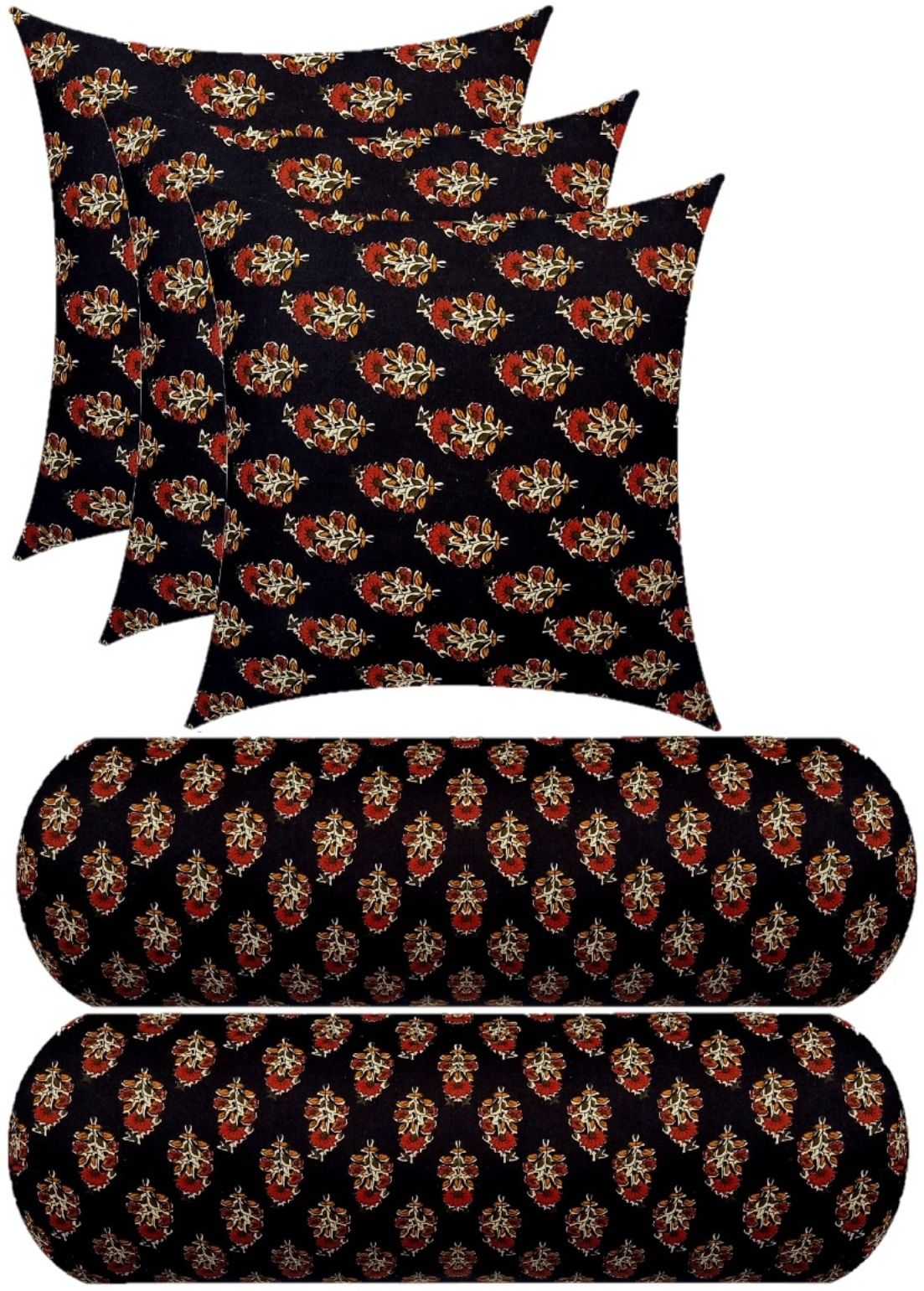 changers 3 Cushion And 2 Microfibre Floral Bolster Pack of 5-picture-34
