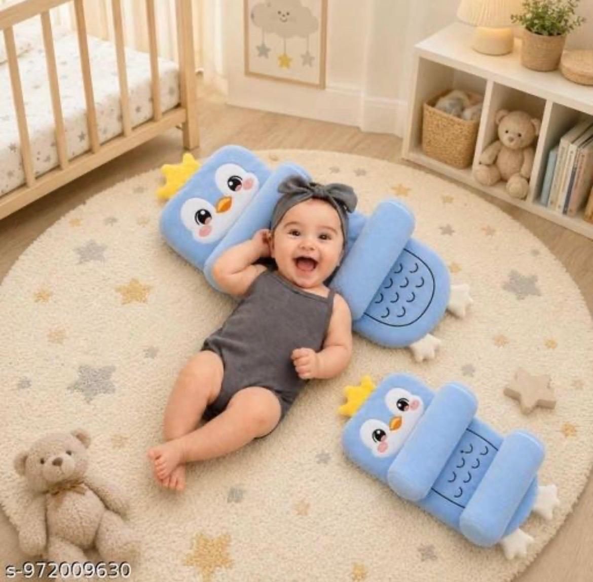 Microfibre Baby Pillow Pack of 1 Animals Blue Baby Pillow Head Shaping Premium Ultrasoft(3 to 36)months-image-8