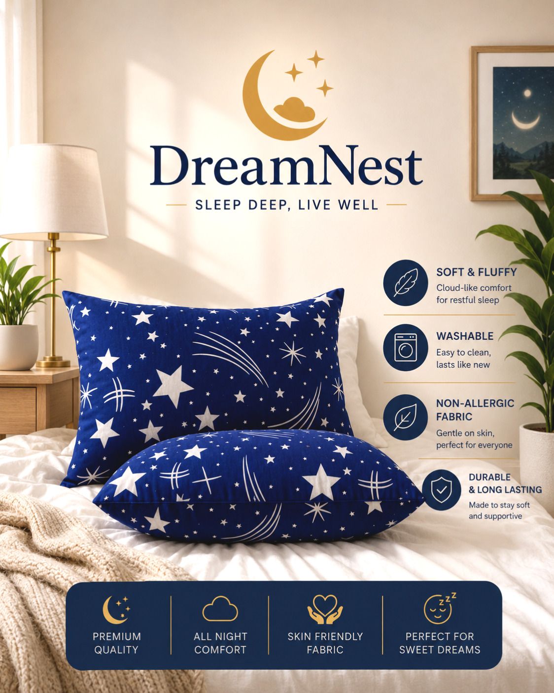dreamnest Microfibre Sleeping Pillow Pack of 2 Abstract Luxury-picture-4
