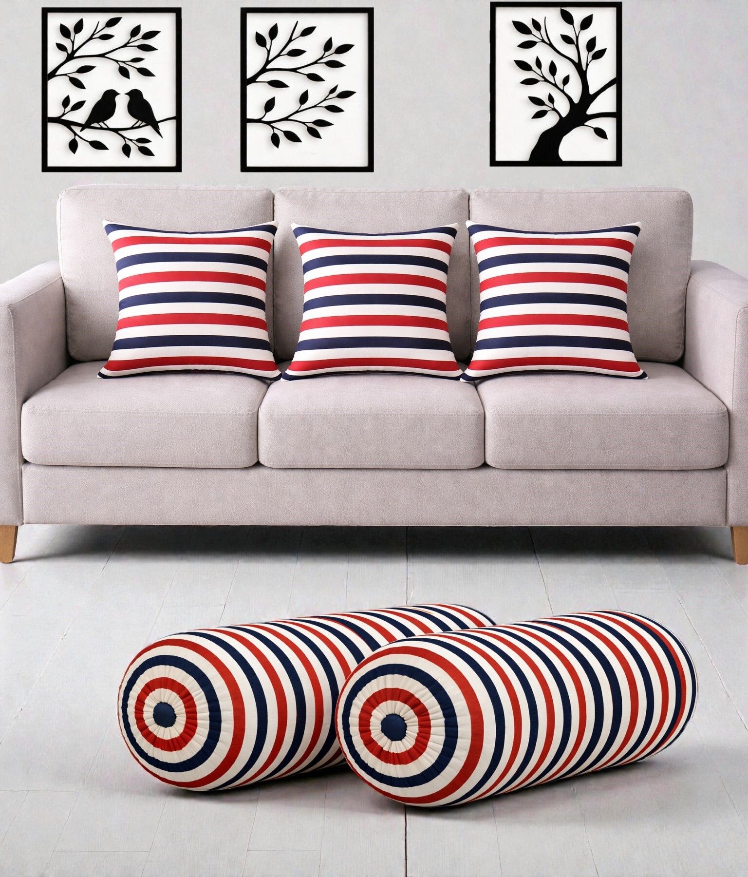 swikon star Microfibre Bolster Pack of 5 Geometric Combo Set Of 3 Cushion And 2 Bolster-picture-22