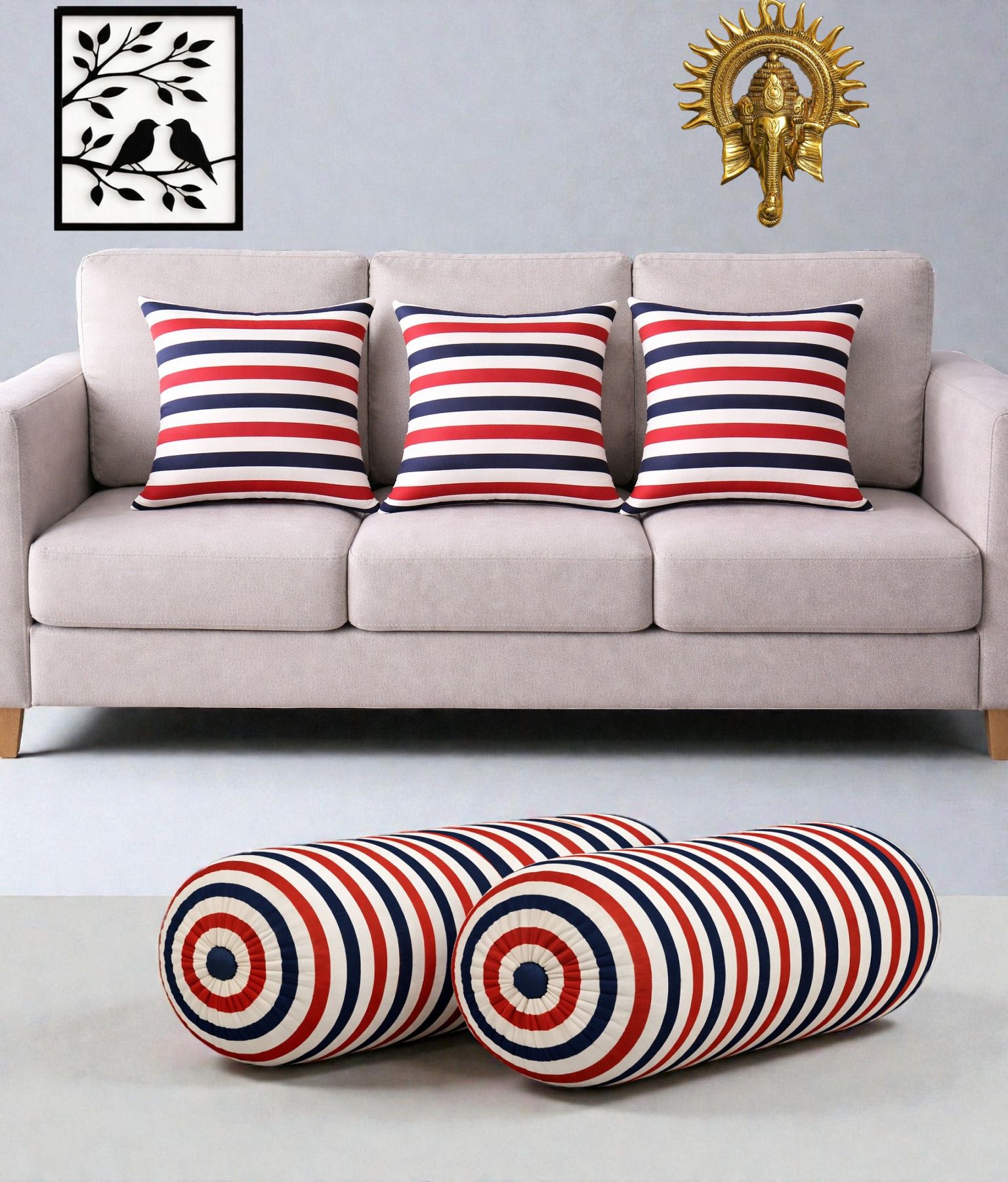 changers Microfibre Bolster Pack of 5 Floral Combo Set Of 3 Cushion And 2 Bolster-picture-35