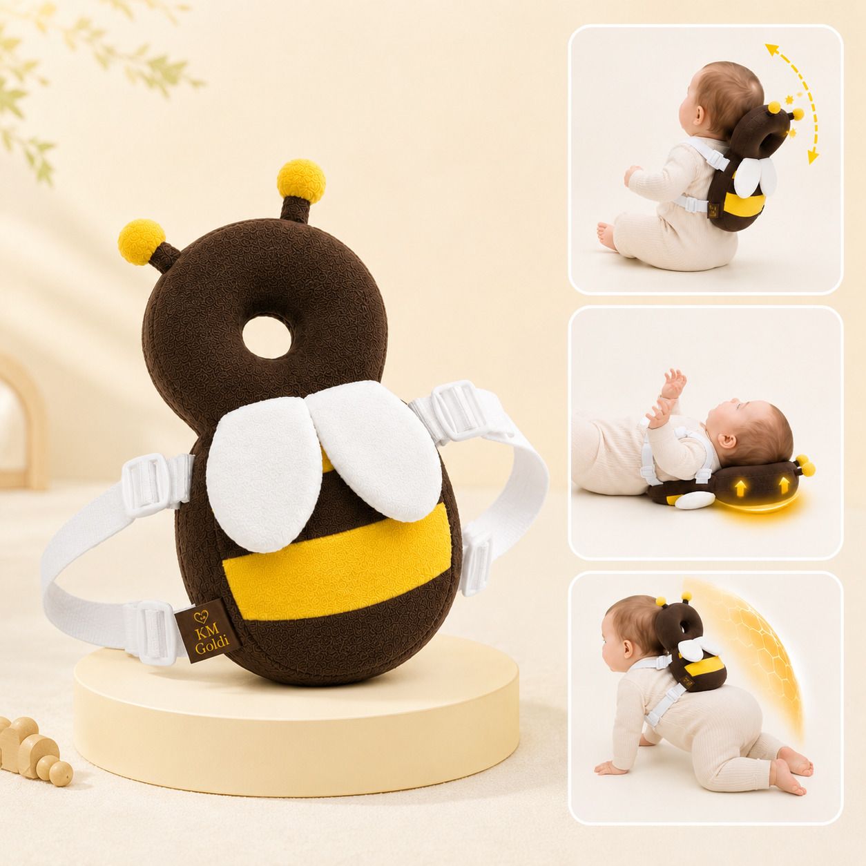 Cotton, Polyester Fibre Baby Pillow Pack of 1 Animals Smart Baby Series Baby Head Protector Safety Backpack-image-45
