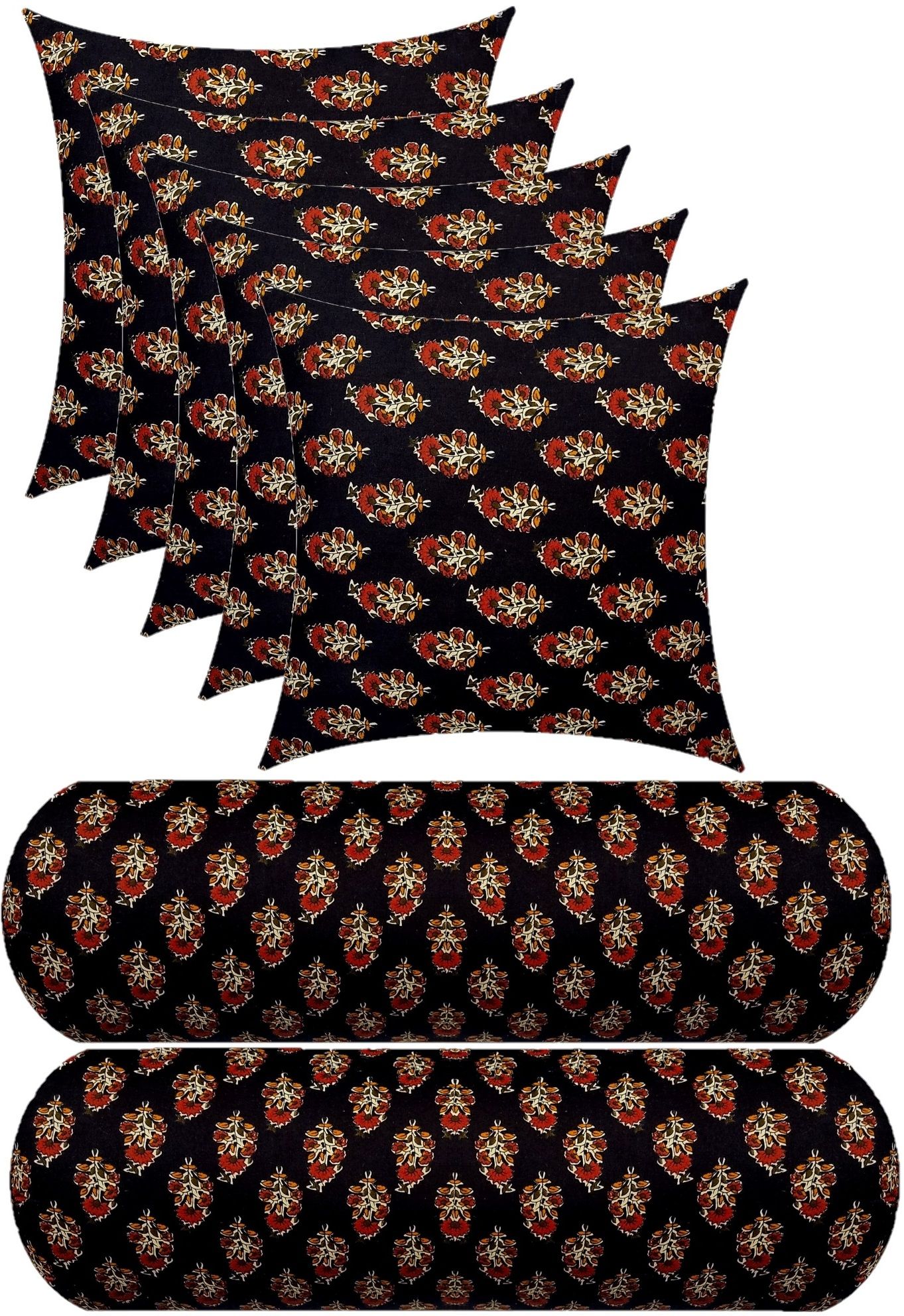 changers Microfibre Bolster Pack of 7 Floral 5 Cushion And 2-picture-3