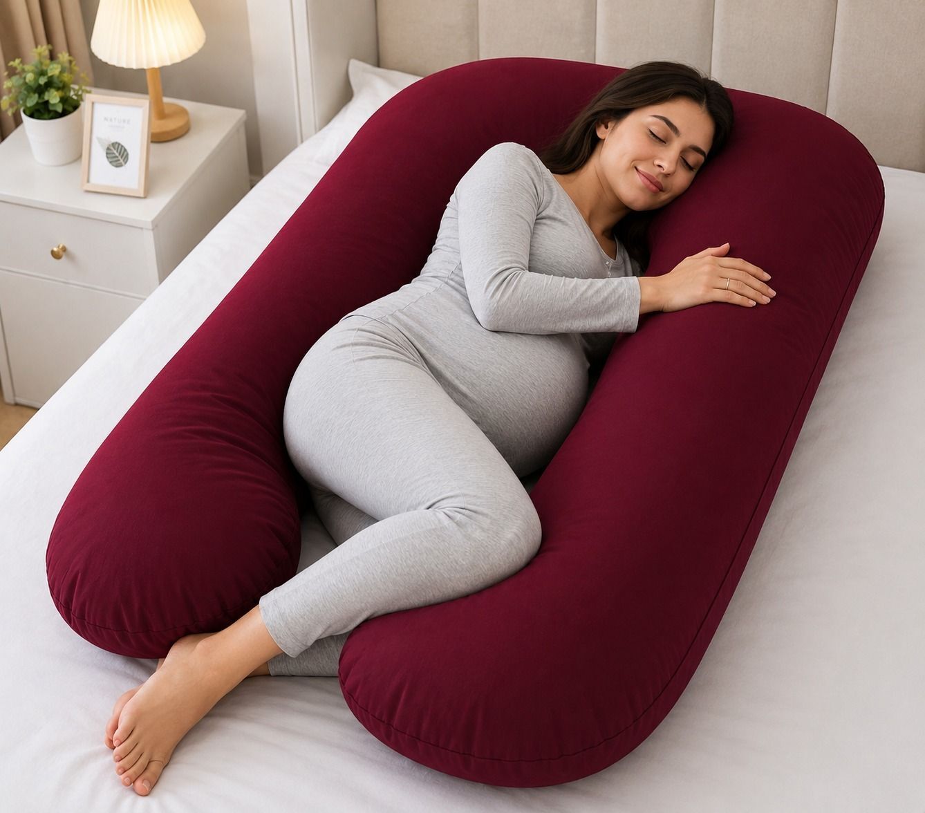 texlux Microfibre Pregnancy Pillow Pack of 1 Solid Mother Comfort Collection-picture-15