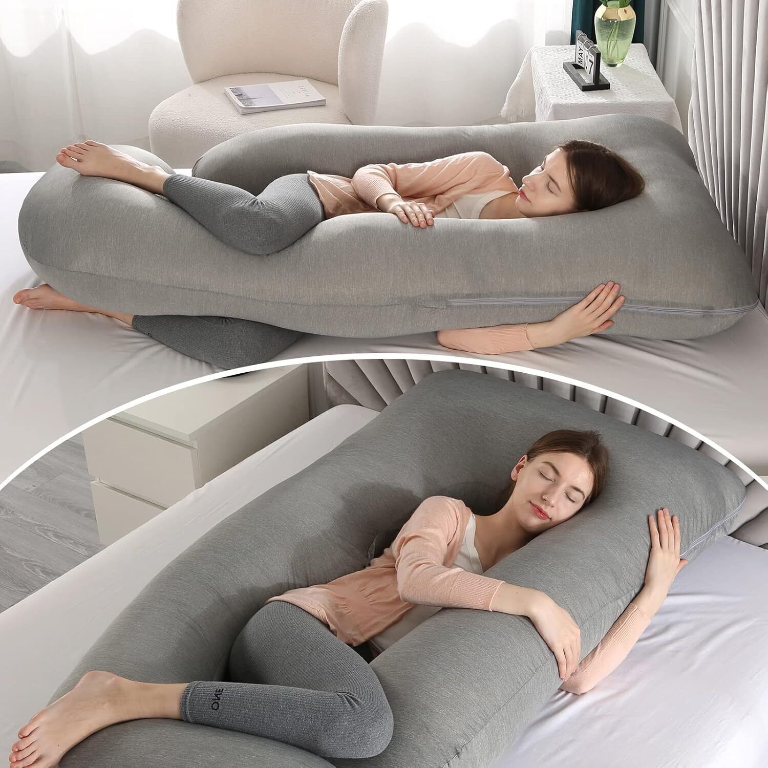 stomia J Shape Polyester Fibre Abstract Pregnancy Pillow Pack of 1-picture-23