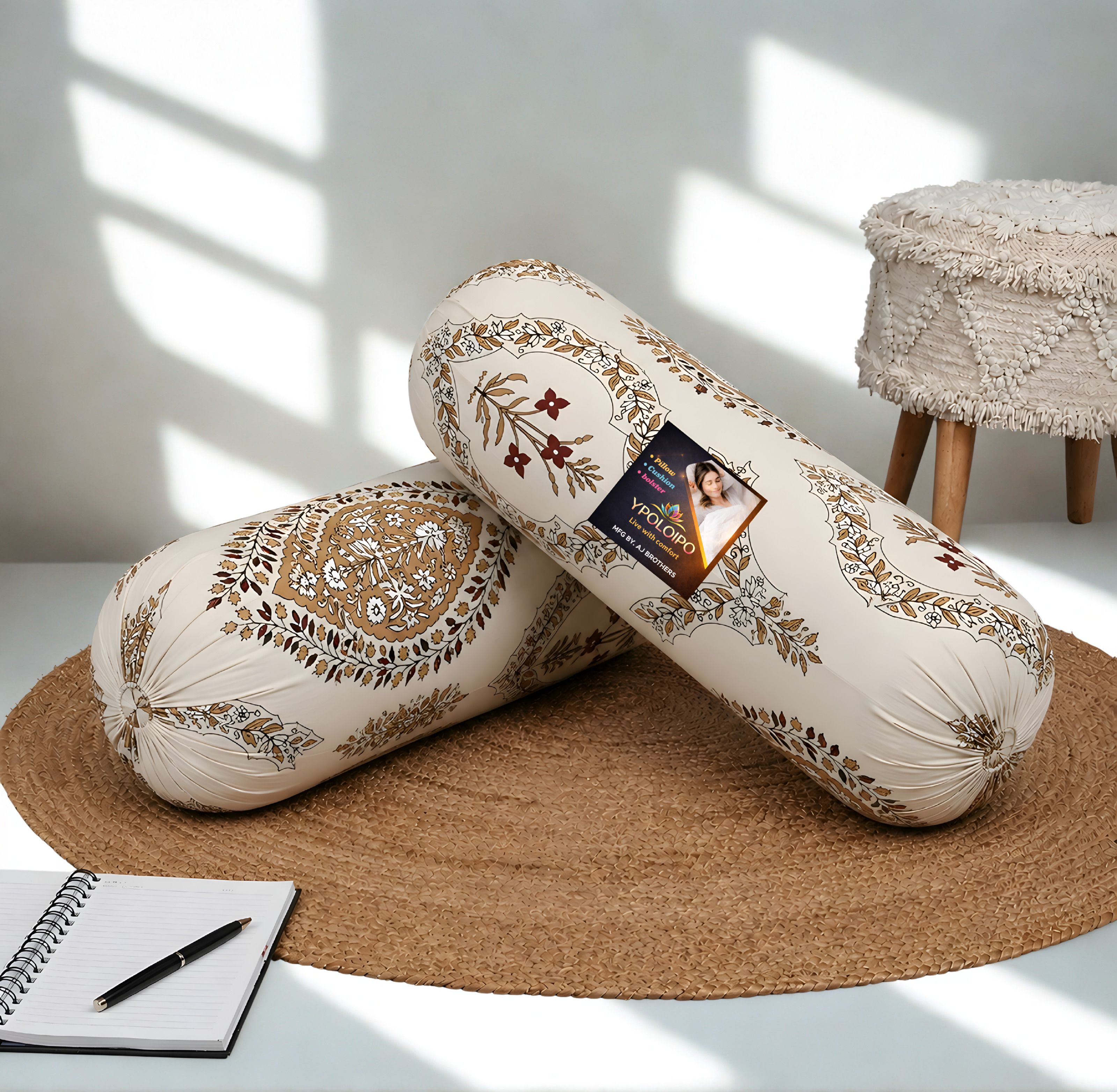 Microfibre Bolster Pack of 2 Floral Premium Bolster Set-image-43