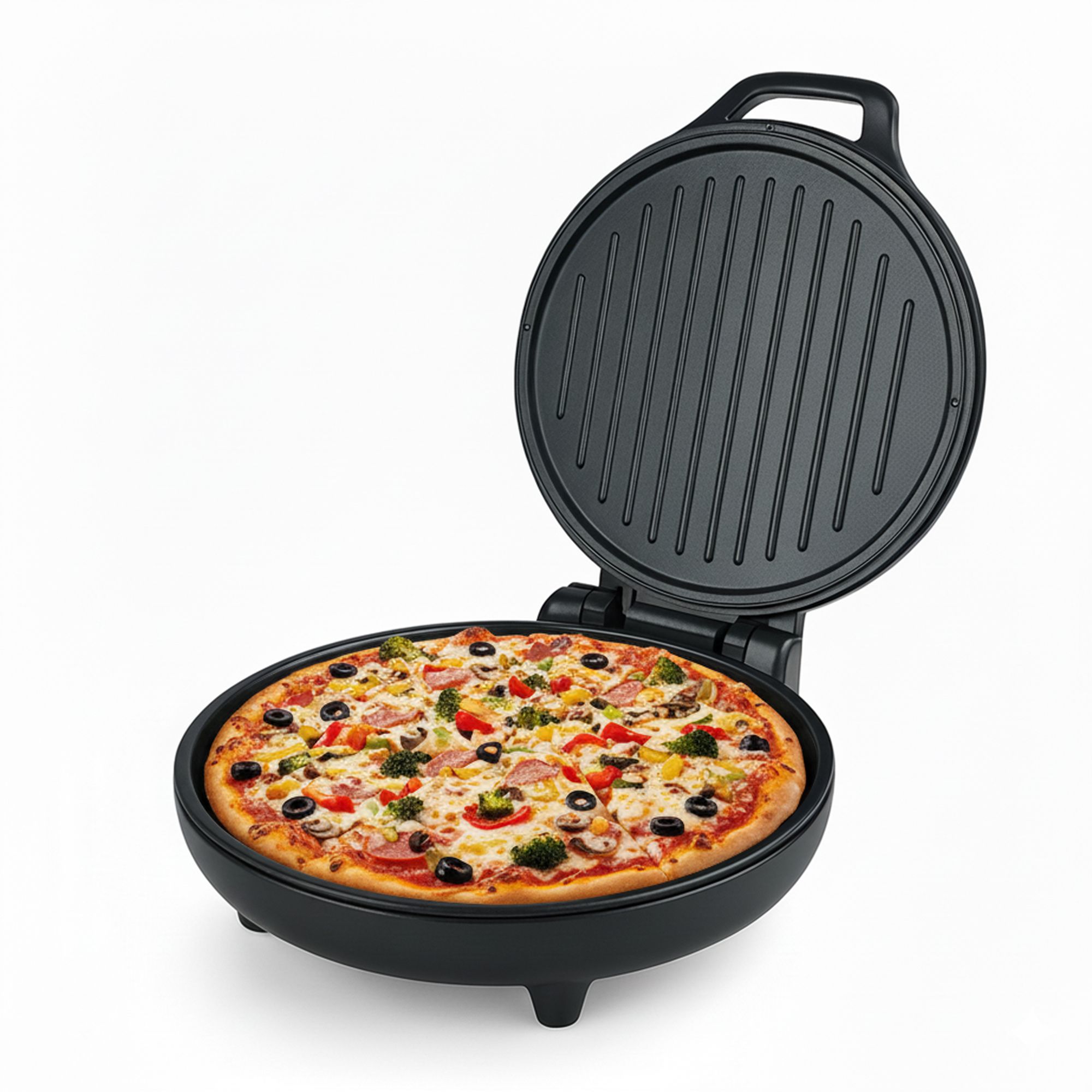 Electric Pizza Maker with 1500W, Dual Plate Heating Control, 180° Opening, Pizza Maker