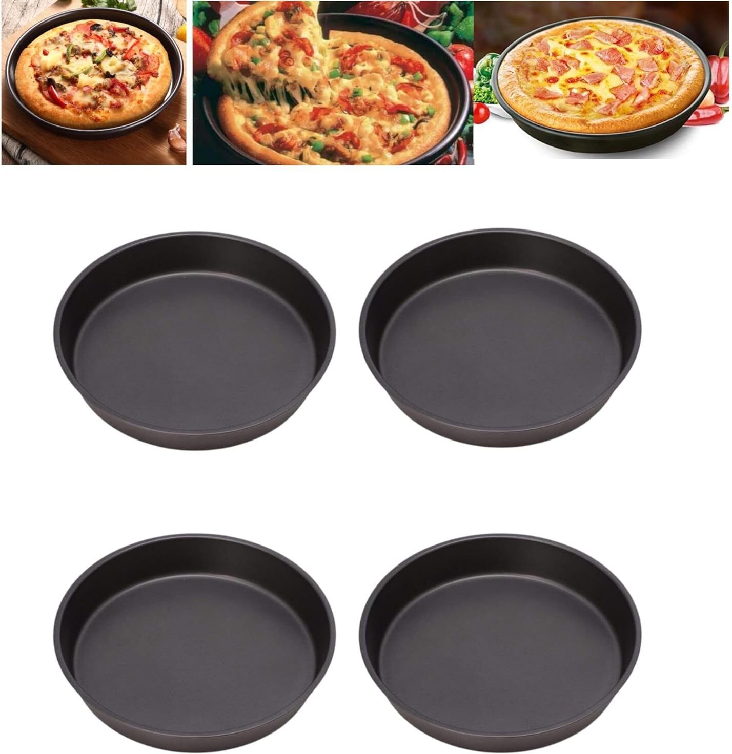 aastik sales Non-Stick Pizza Pan for Baking | Carbon Steel Oven Safe Pizza Tray (Pack of 4) Pizza Maker-picture-13