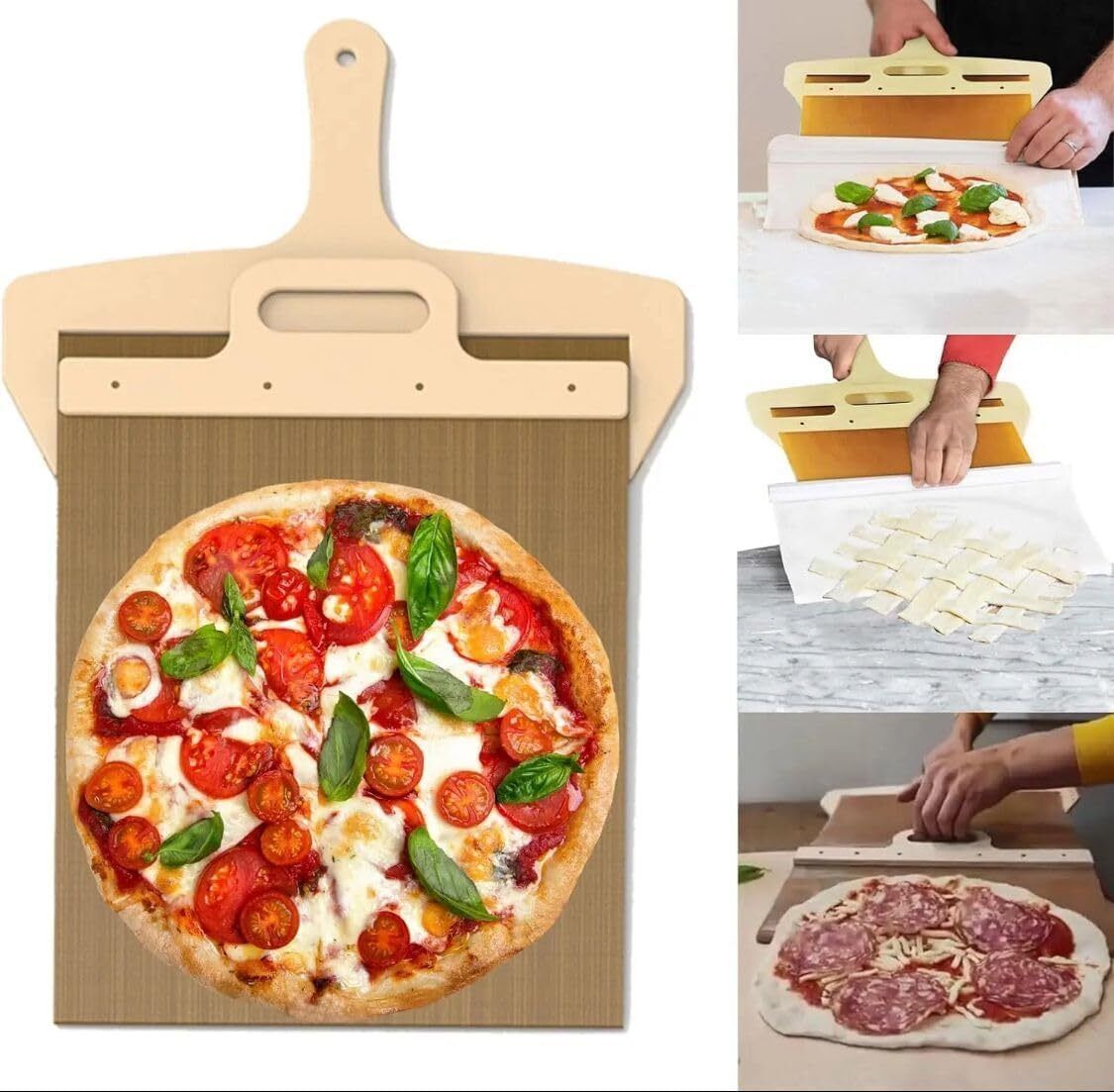 Premium Sliding Pizza Peel | Non-Stick Pizza Spatula Paddle with Wooden Handle Pizza Maker