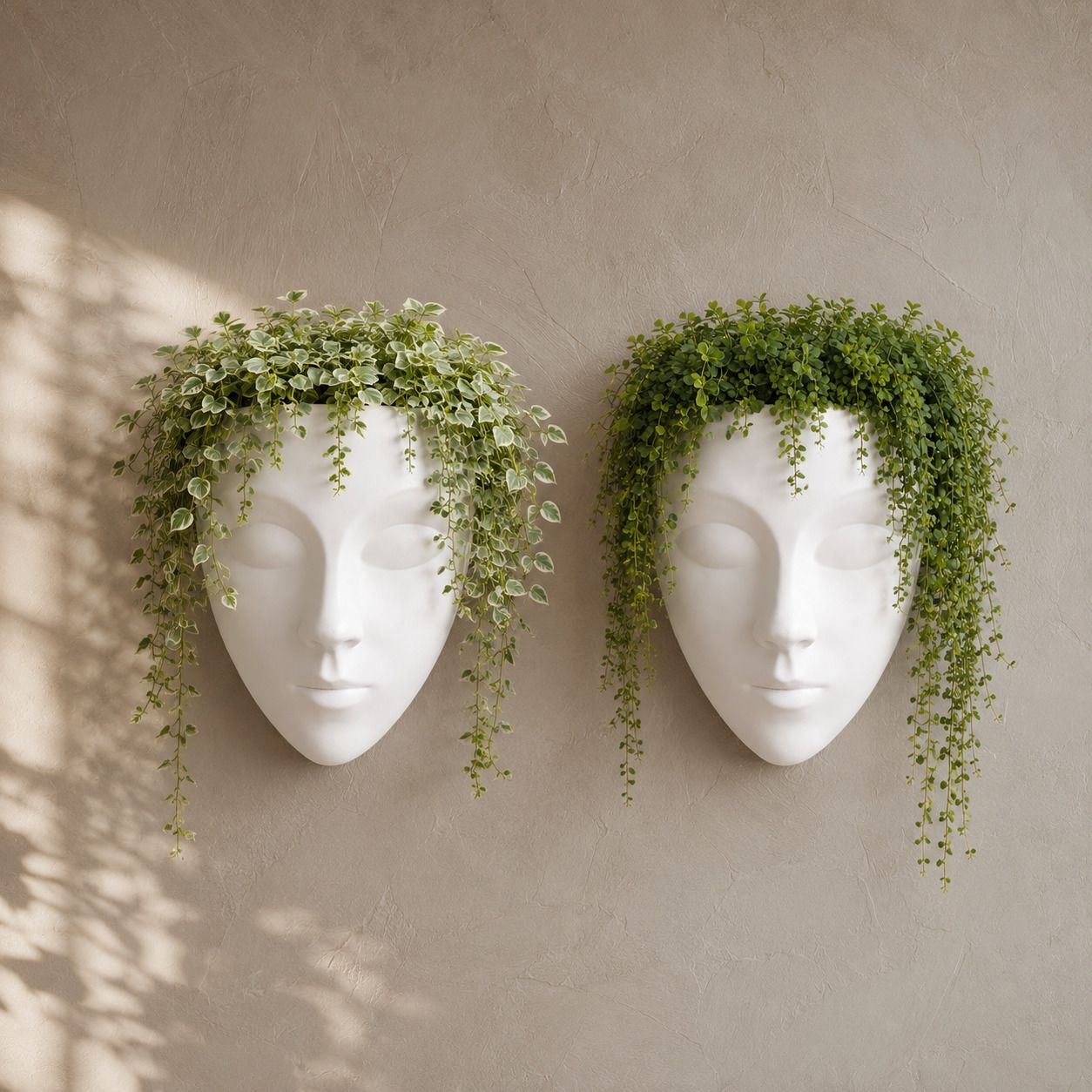 Human Face Planter Pot for Home & Office Decor, White Plant Container Set-image-27