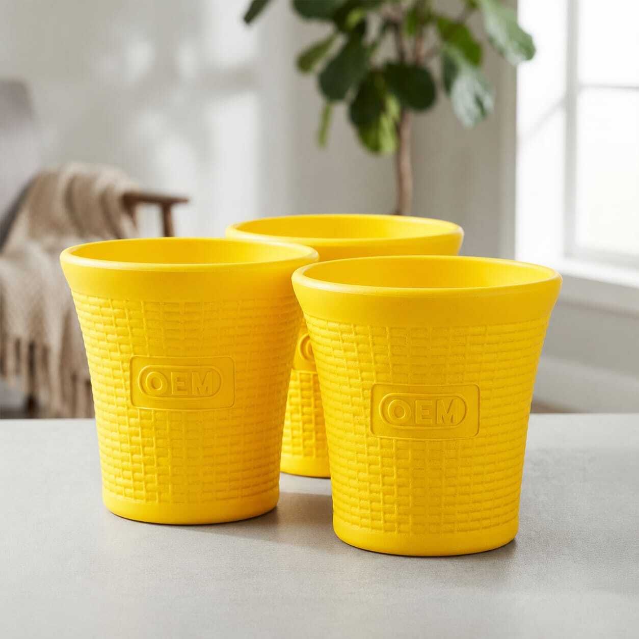oem Premium 10 Inch Gold Yellow Planters – Decorative Planters for Garden & Home Plant Container Set-picture-3