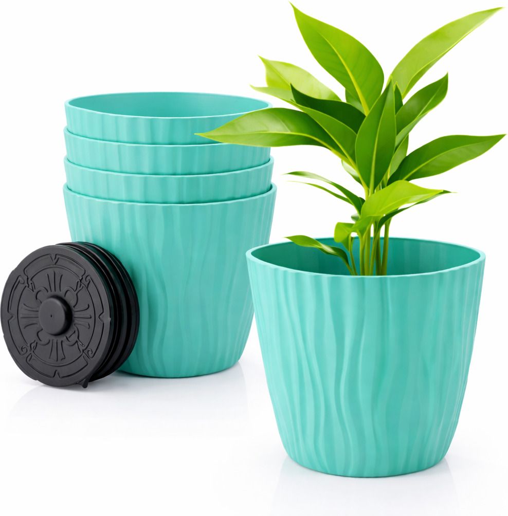 s g enterprise Home Garden Office Decorative Flower Pot Pack of 5 Plastic Planters for Indoor Plant Container Set-picture-12