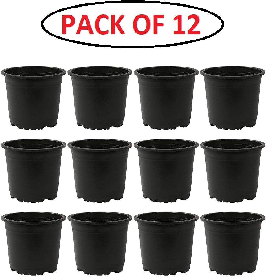 Black Nursery Garden Planters with Drainage Holes Pots Plant Container Set