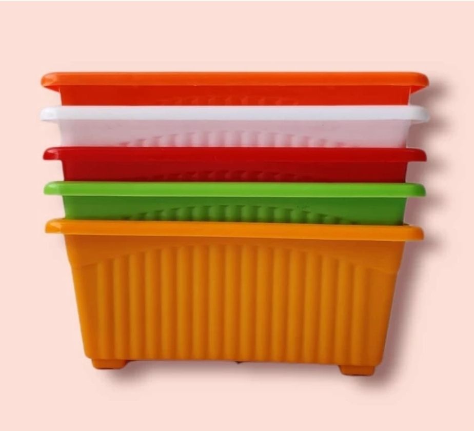 Rectangular plastic window pots for plants planter and gamla (14cm/5.5inch) Plant Container Set-image-3