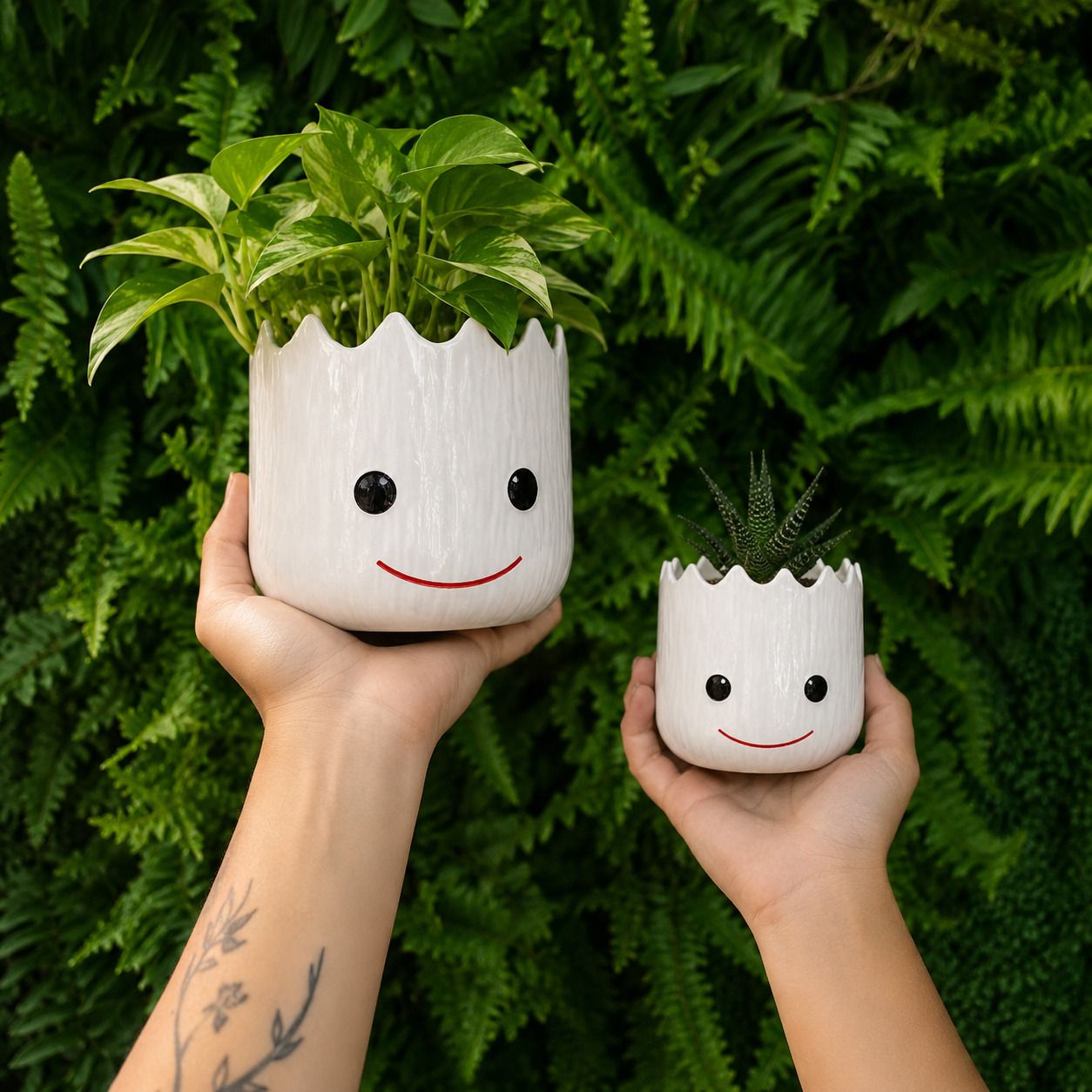 Cute Groot Ceramic Planter Pot for Indoor Plants | Best Gift for Plant Lovers | Plant Container Set-image-4