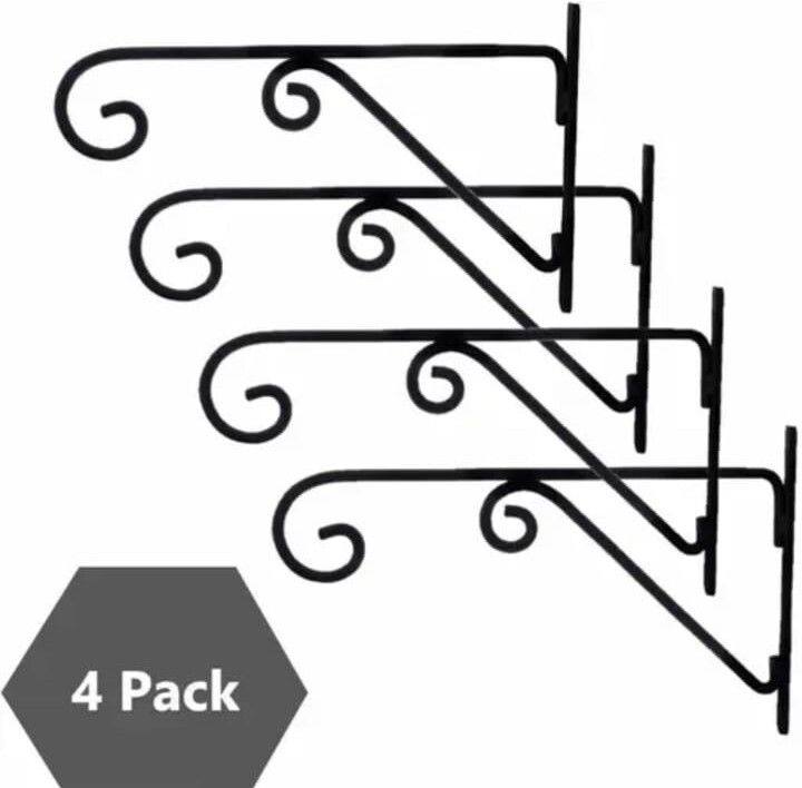 shuddhi decor Metal Wall Brackets Bird Feeder Hanger Plant Hanger For Hanging Pots (Black) 28cm Shelf Bracket-picture-48