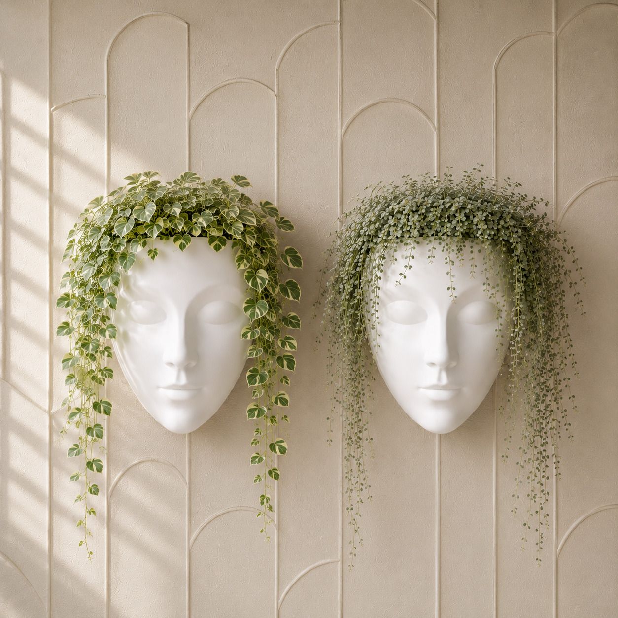 White Face Planter Pot for Succulents & Indoor Plants Plant Container Set-image-9