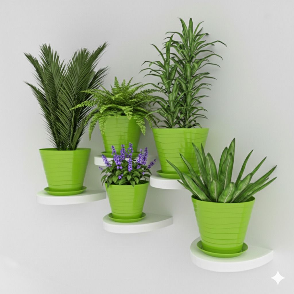 10 inch wave design flower pot green colour for home garden Plant Container Set-image-47