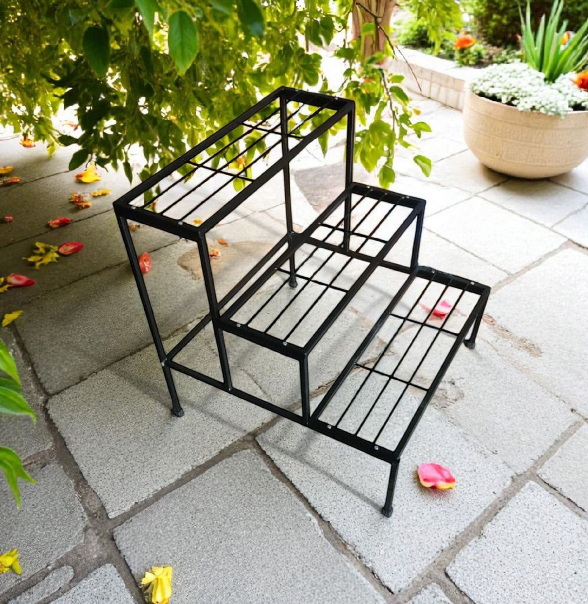 3-Tier Metal Planter Stand for Balcony & Garden, Strong & Easy Assembly Plant Container Set-image-37