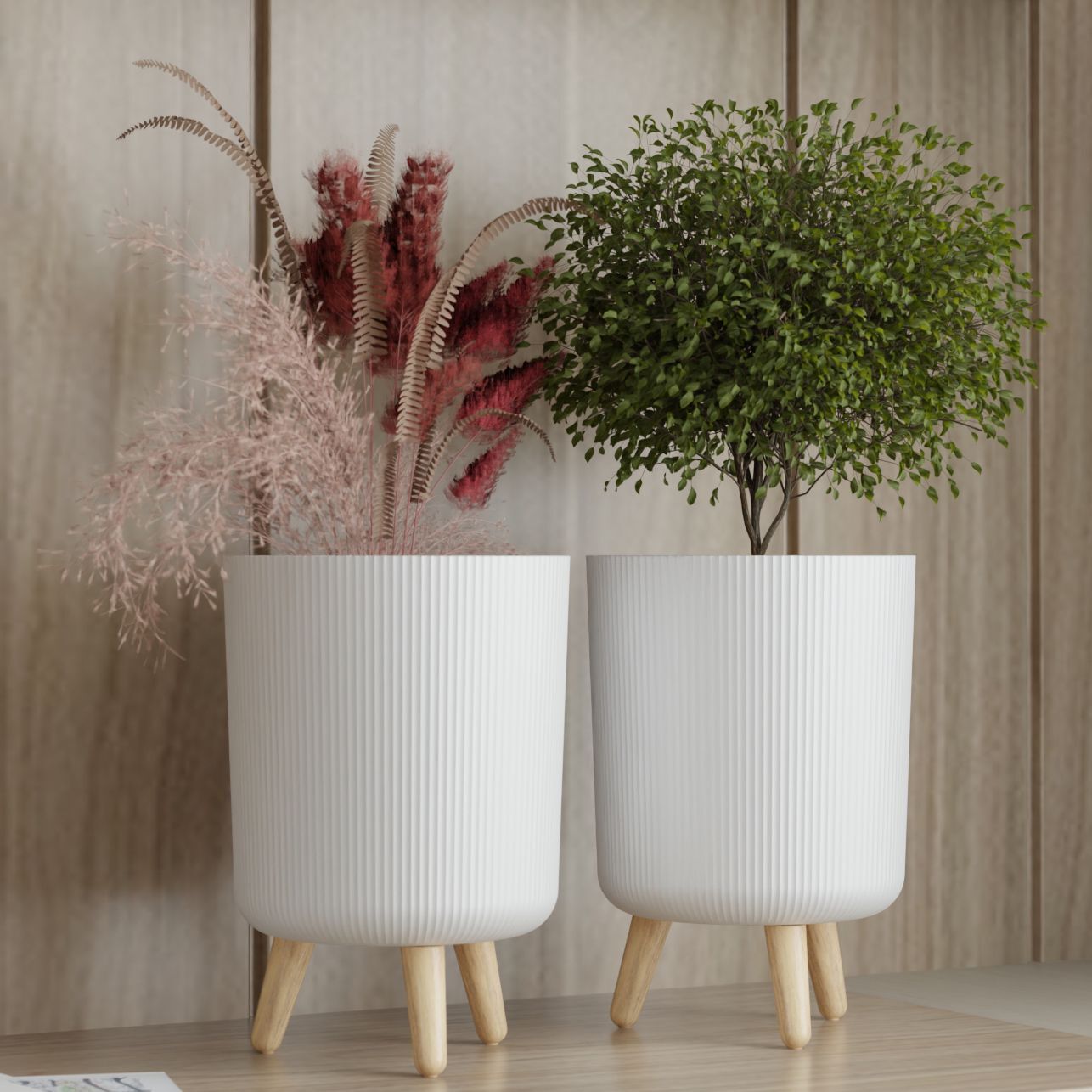 Round Flower Pots for Home & Decoration Planters Plant Container Set-image-19