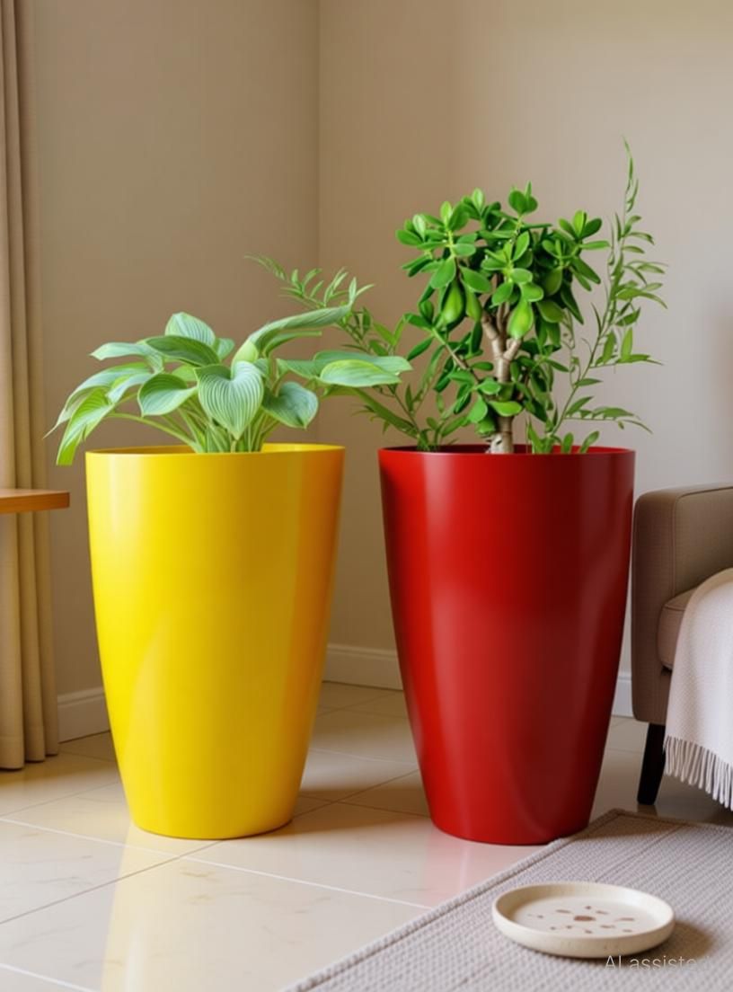 Tower pot 14 inches red/yellow Plant Container Set-image-39