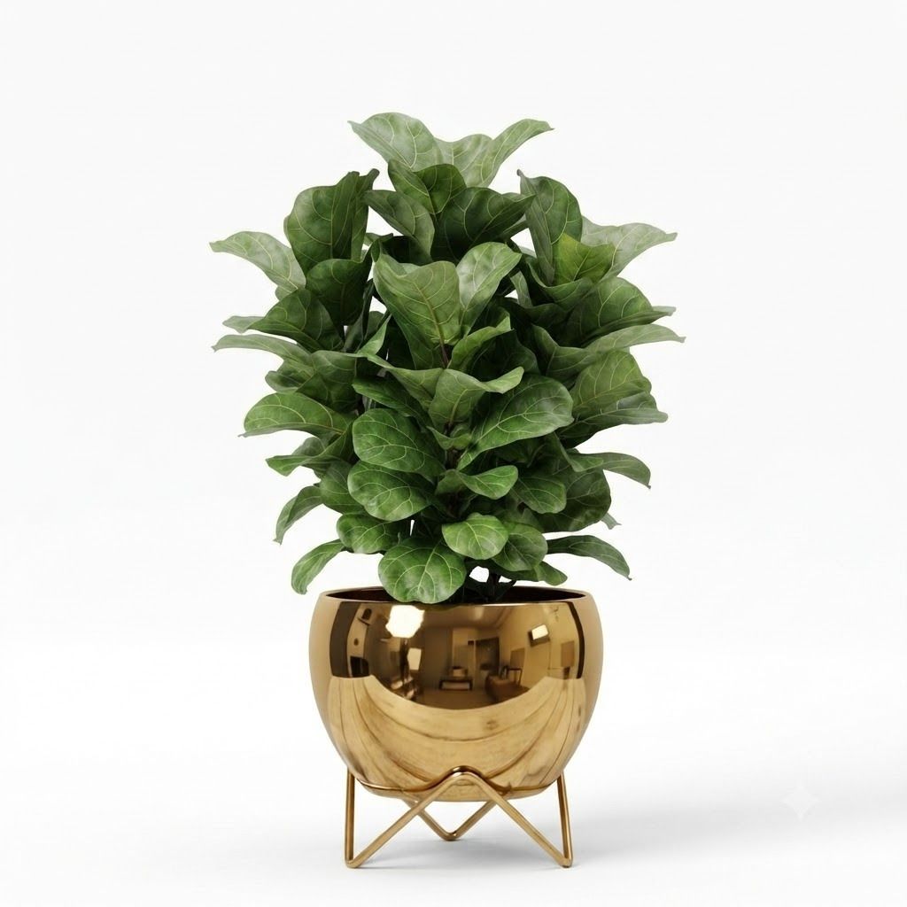 Gold Metal Planter with Stand for Indoor Plants Plant Container Set-image-38