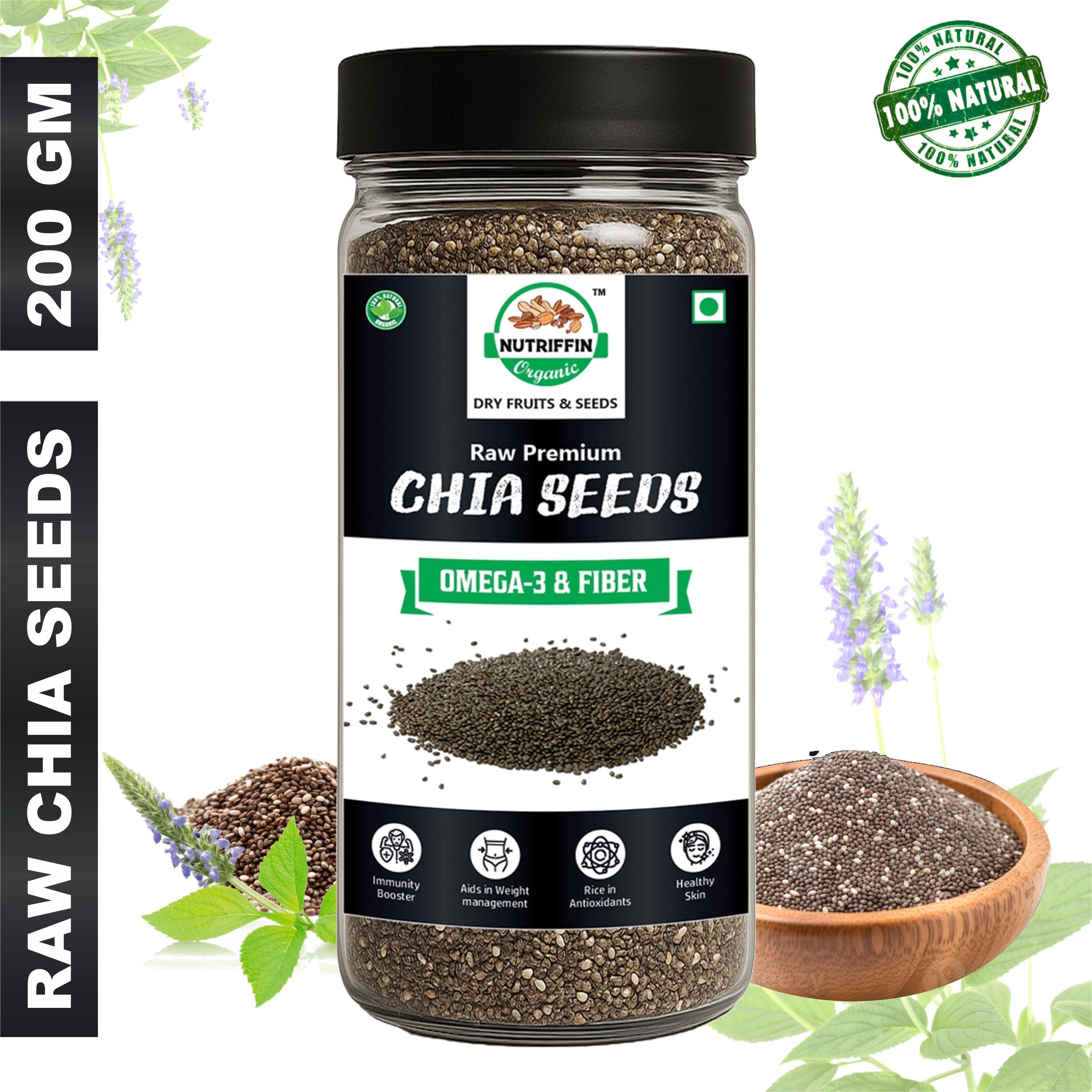 nutriffin Organic Raw Chia Seeds for Weight Loss with Omega 3, Zinc & Fiber, Calcium Rich Seed-picture-15