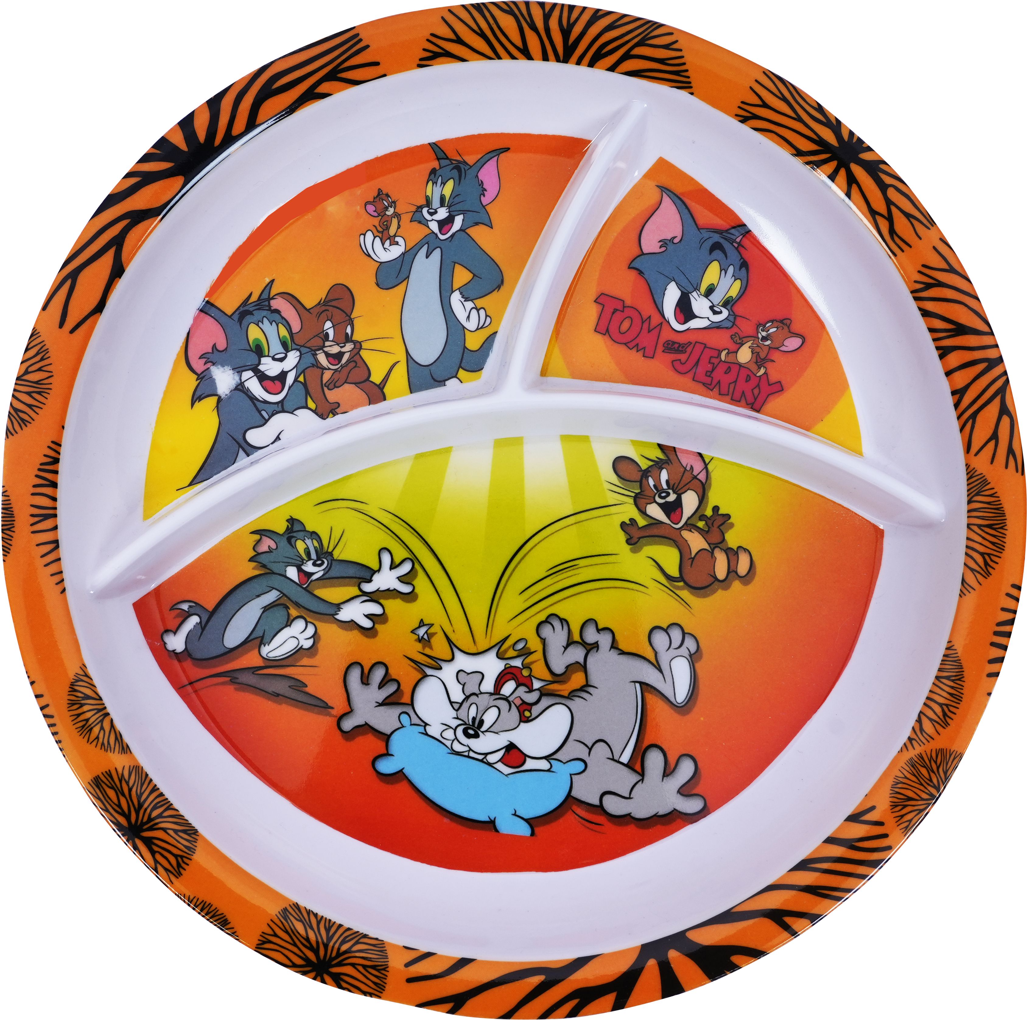 Taom and Jerry Cartoon Printed Kids Dinner Plate 3 Section Circle Shape Plate Dinner Plate-image-47