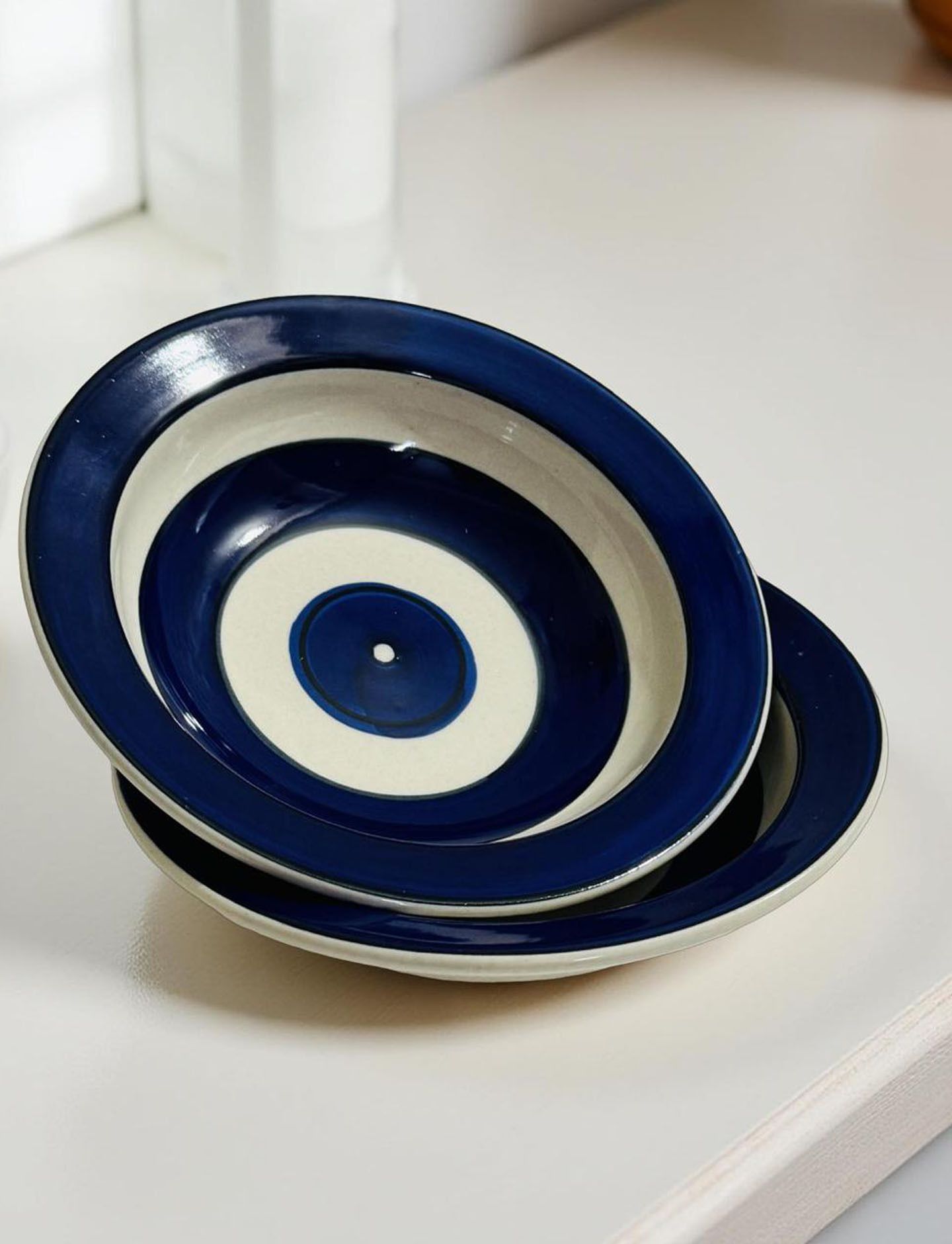 Ceramic Pasta Plate | Blue Rims Soup Plate | Snack Plate Rice Plates-image-35