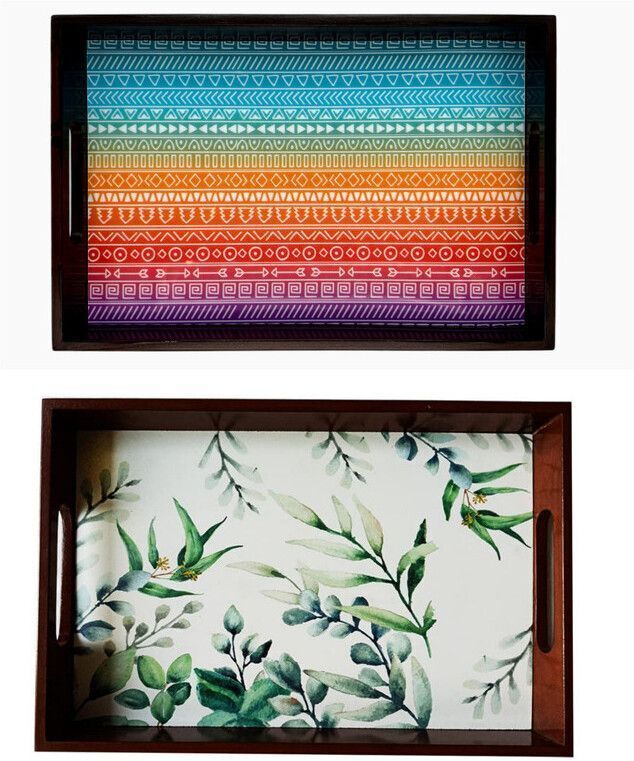 Wooden tray set of 2 with UV print|Serving Tray|Multipurpose Tray|AHS-T1854_N_ Tray-image-39