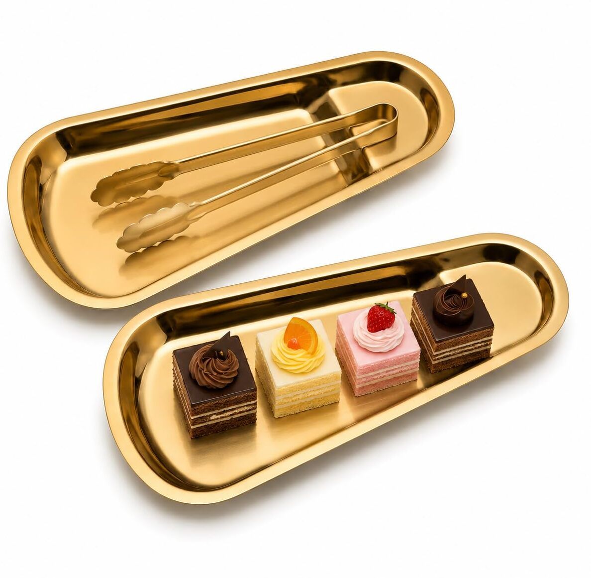 kartaharta 2 Pcs Gold Stainless Steel Spoon Rest and Utensil Holder Tray-picture-13