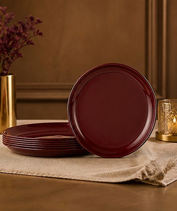 Brown 8 Inch Round Plastic Half Plate-image-49