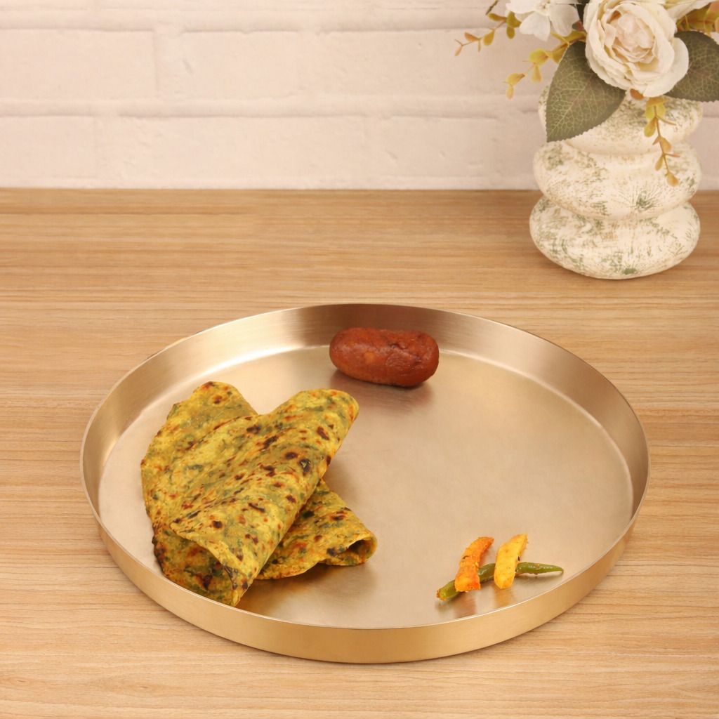 Bronze Plate 10"| Kansa Handmade Thali Bronze Plate for Serving Ware Dinner Plate-image-47