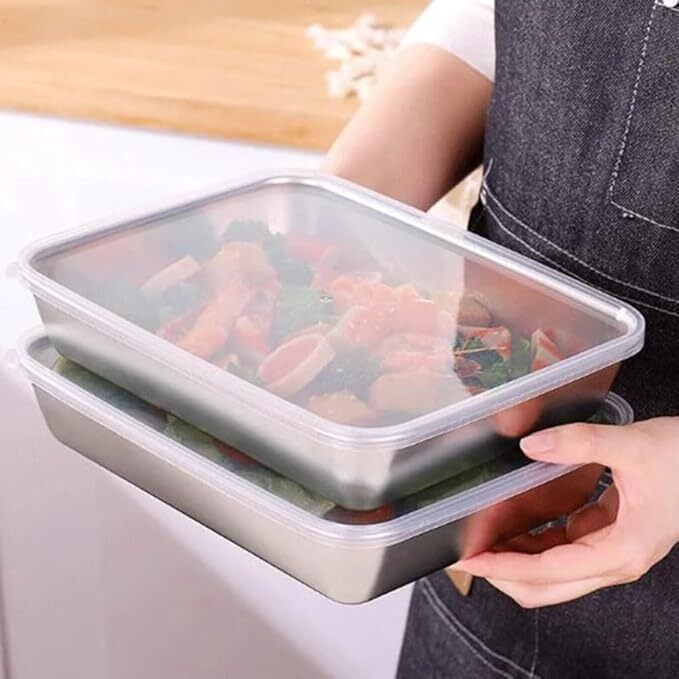 pickbuym Stainless Steel Food Storage Tray with Lid Tray-picture-27