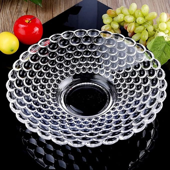 Glass Fruit Bowl Plate For Dining Table Classic Bubble Design Serving Tray Chip & Dip Tray
