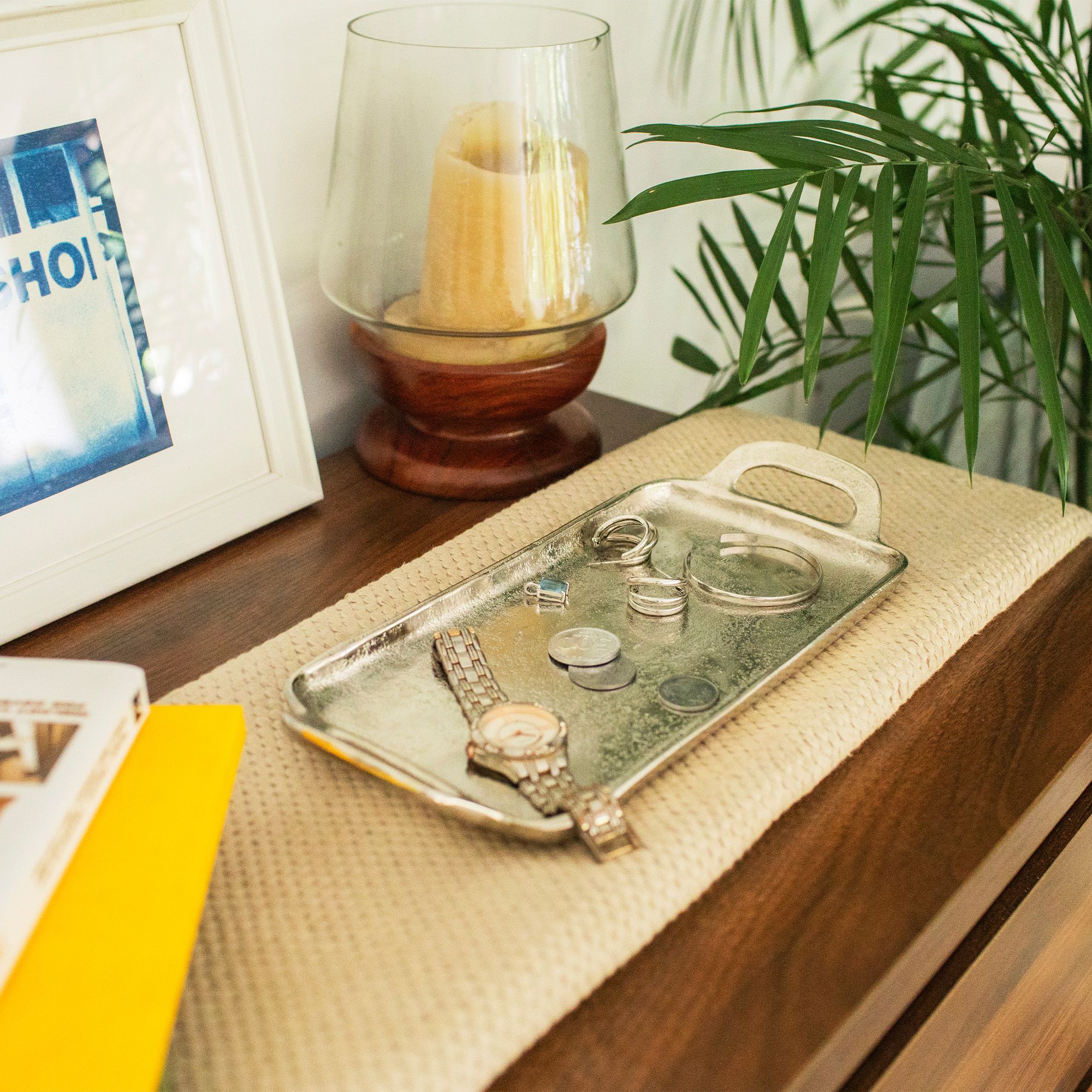 Textured Silver Metal Tray - 1 Pc | Elegant and Durable Serveware | 12" Tray-image-16