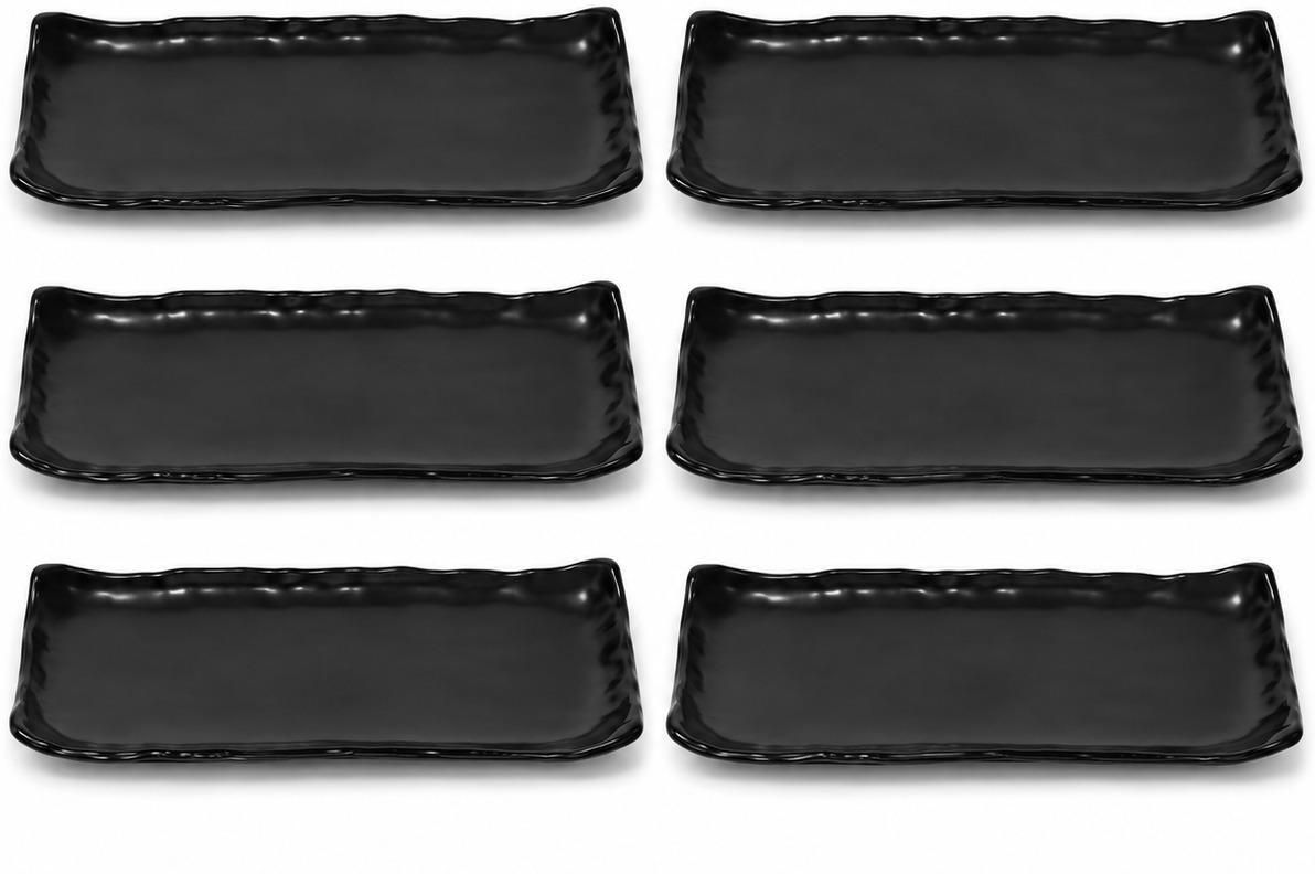 Falafel Snack Serving Platter Set of 6 Premium Black Rectangular Starter Tray Sizzler Tray-image-29