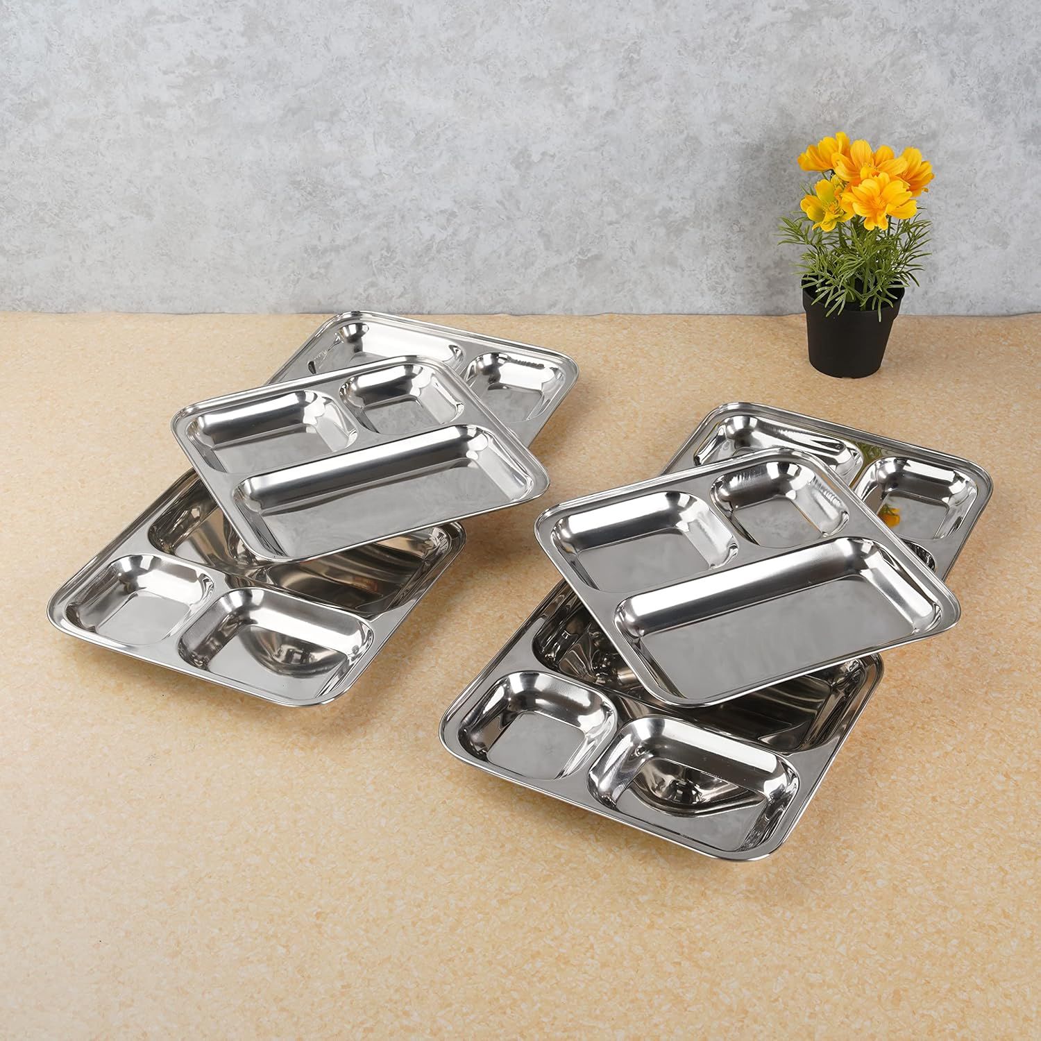 Pav Bhaji Plate/Thali/Dinner Plates/Three Compartment Plate 3 in 1 Snack Dish K0 Dinner Plate-image-24