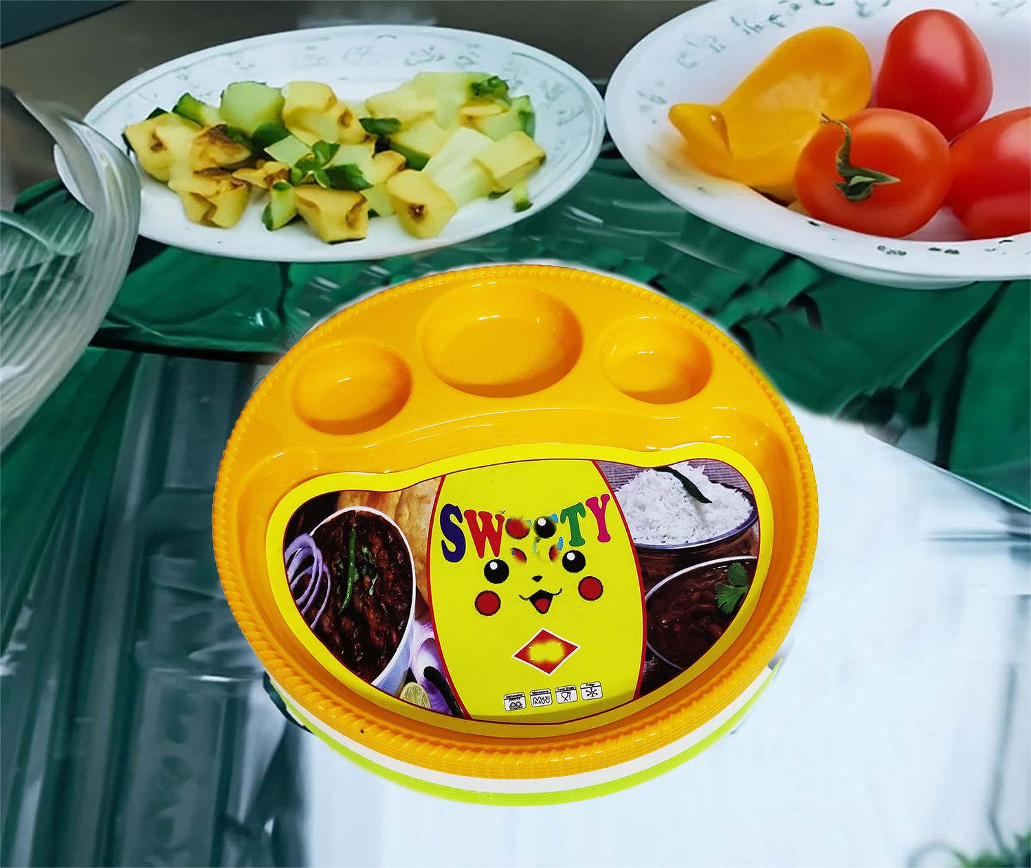 12 Plates for halwa poori kanjak navratri prasad distribution daily use Sectioned Plate-image-29