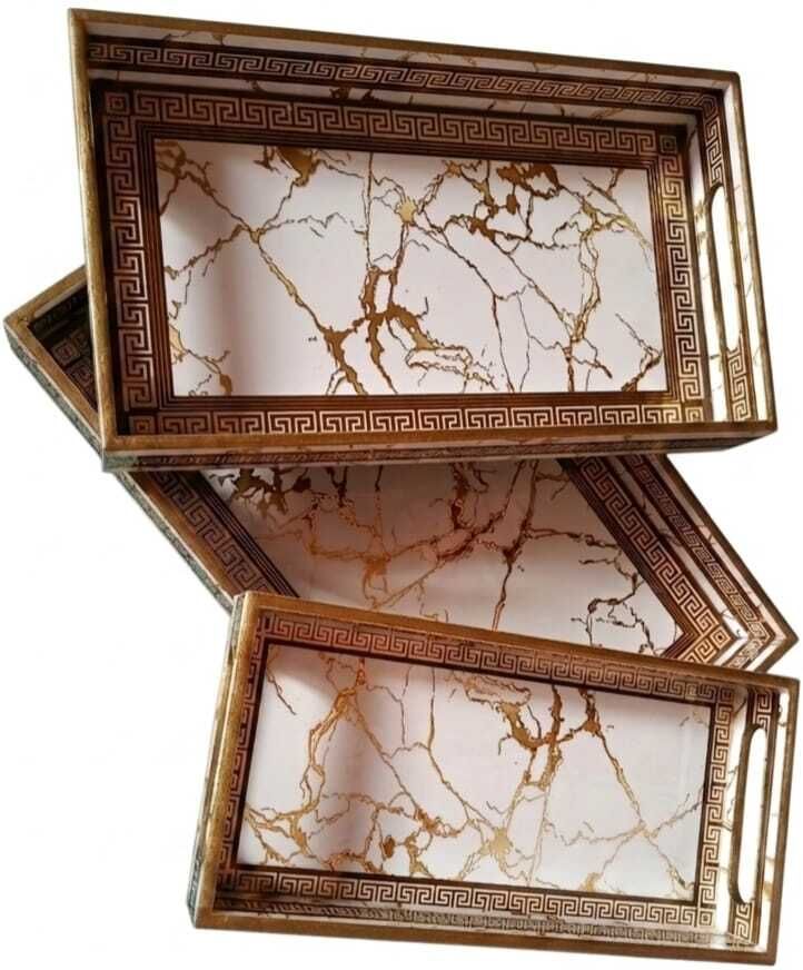 Premium Marble Design MDF Serving Tray Set of 3 Tray-image-40