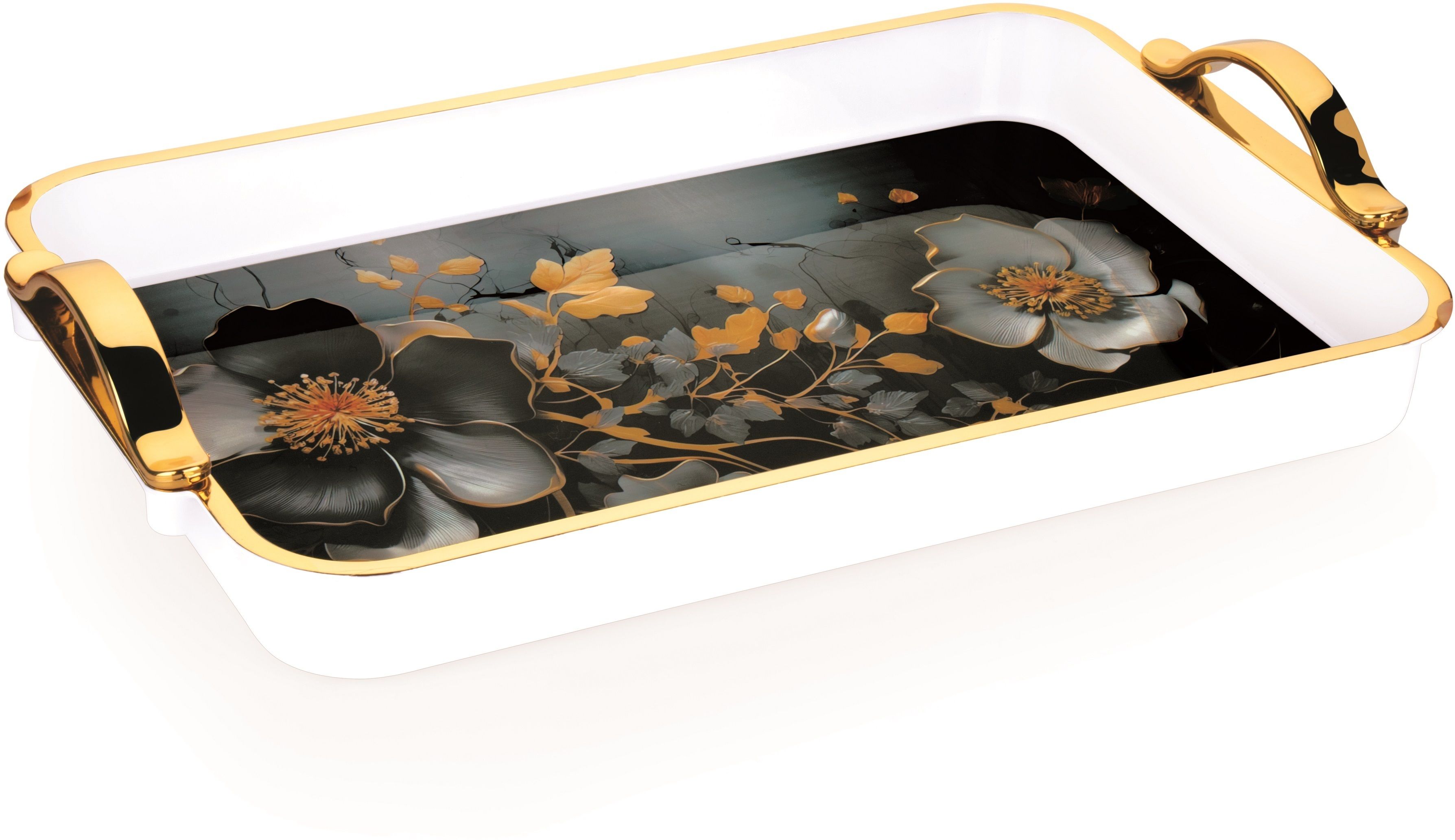Flower Printed Serving Tray for Tea, Coffee, Snack, Kitchen & Dining Table Home Tray-image-24