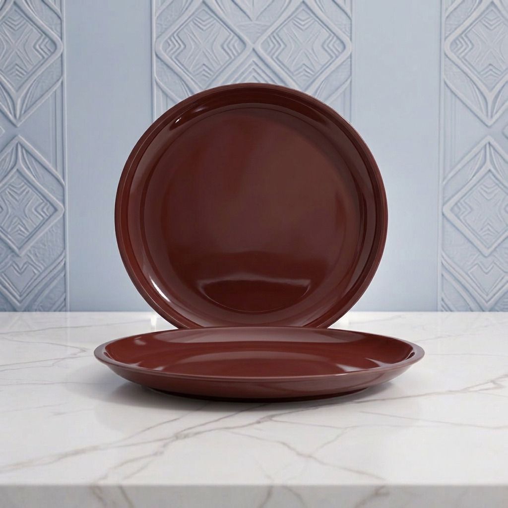 Food Grade Brown Round Plastic Full Plate 11 Inch Dinner Plate-image-15