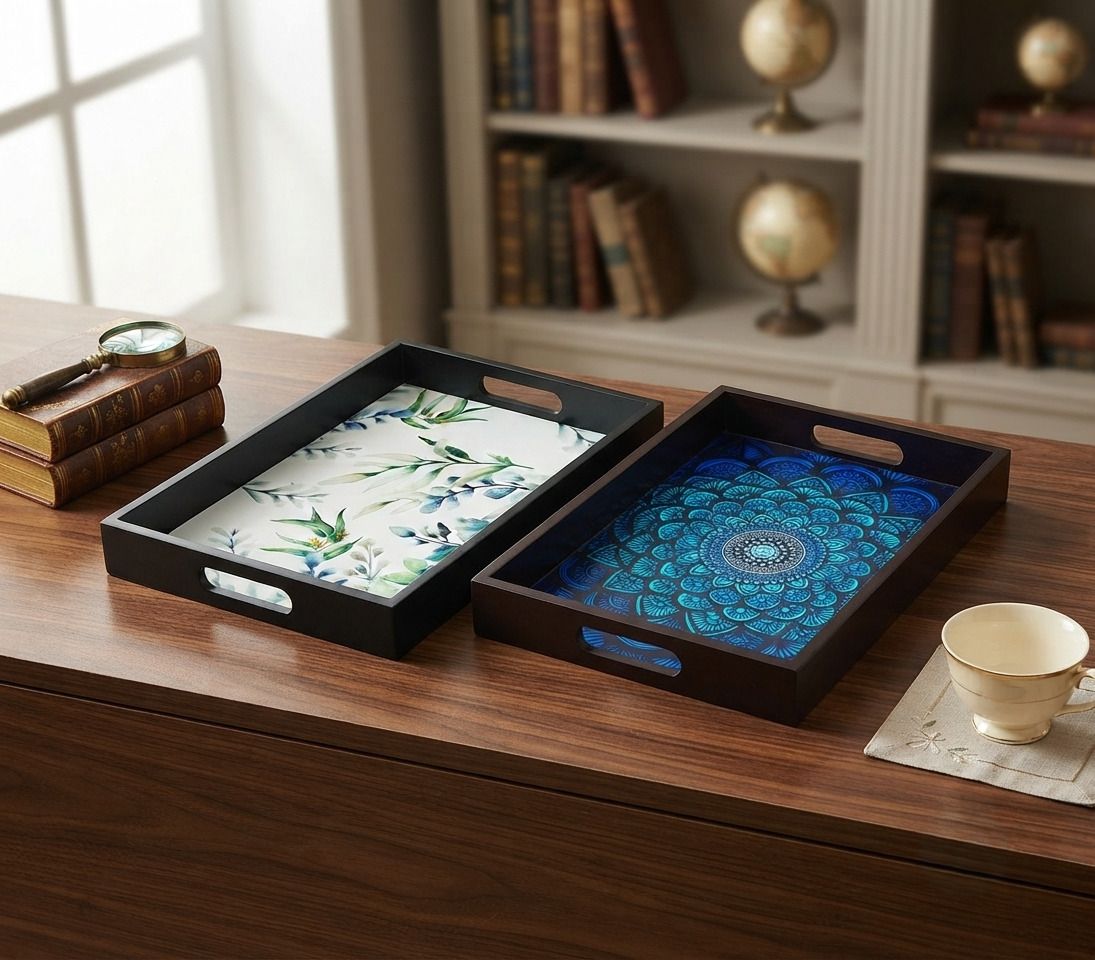 angira handicrafts Elegent Wooden serving tray AHS-4SER.TRAY15 Chip & Dip Tray-picture-32
